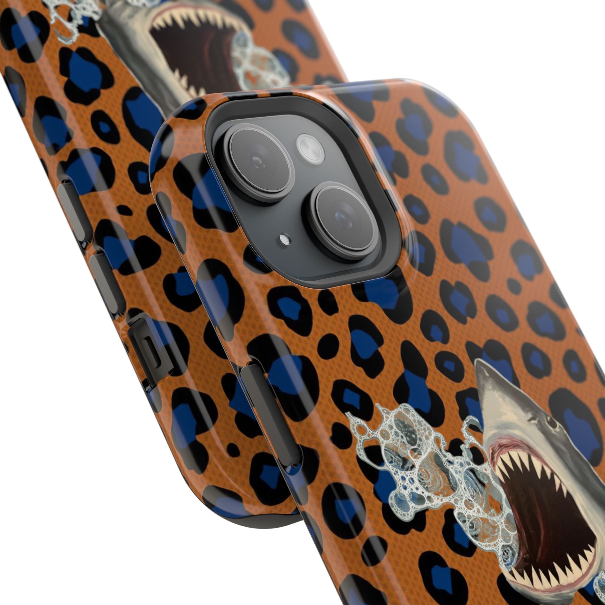 Shark Bite Leopard Print Phone Case — Magnetic Impact-Resistant
