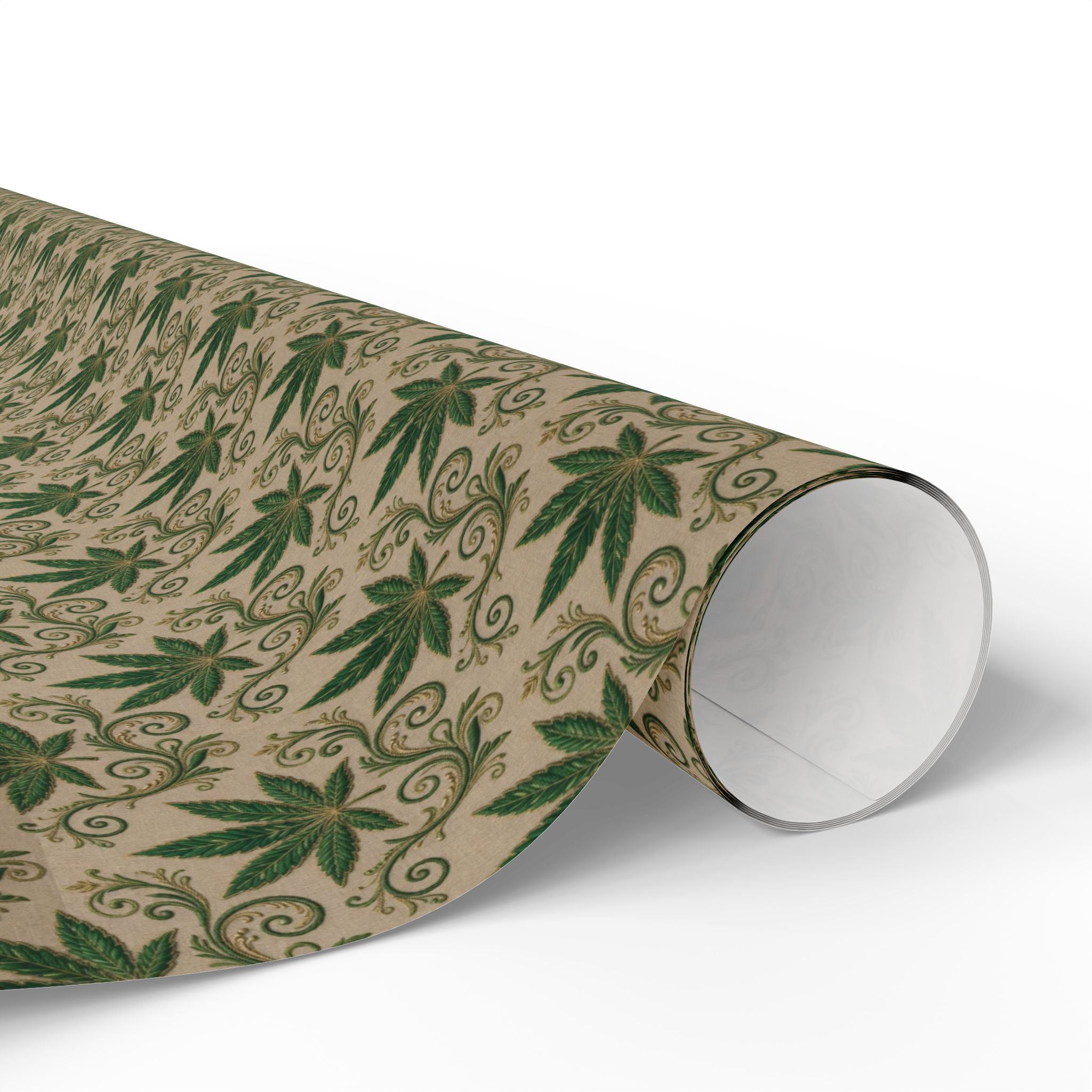 Cannabis Leaf Kraft Wrapping Paper – Green Marijuana Pattern Gift Wrap