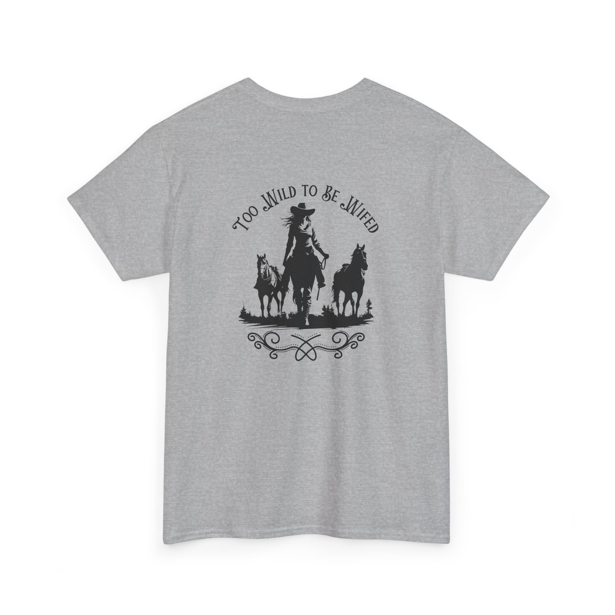 Cowgirl Riding Silhouette Unisex Tee -Too Wild- Wild West Feminist Logo
