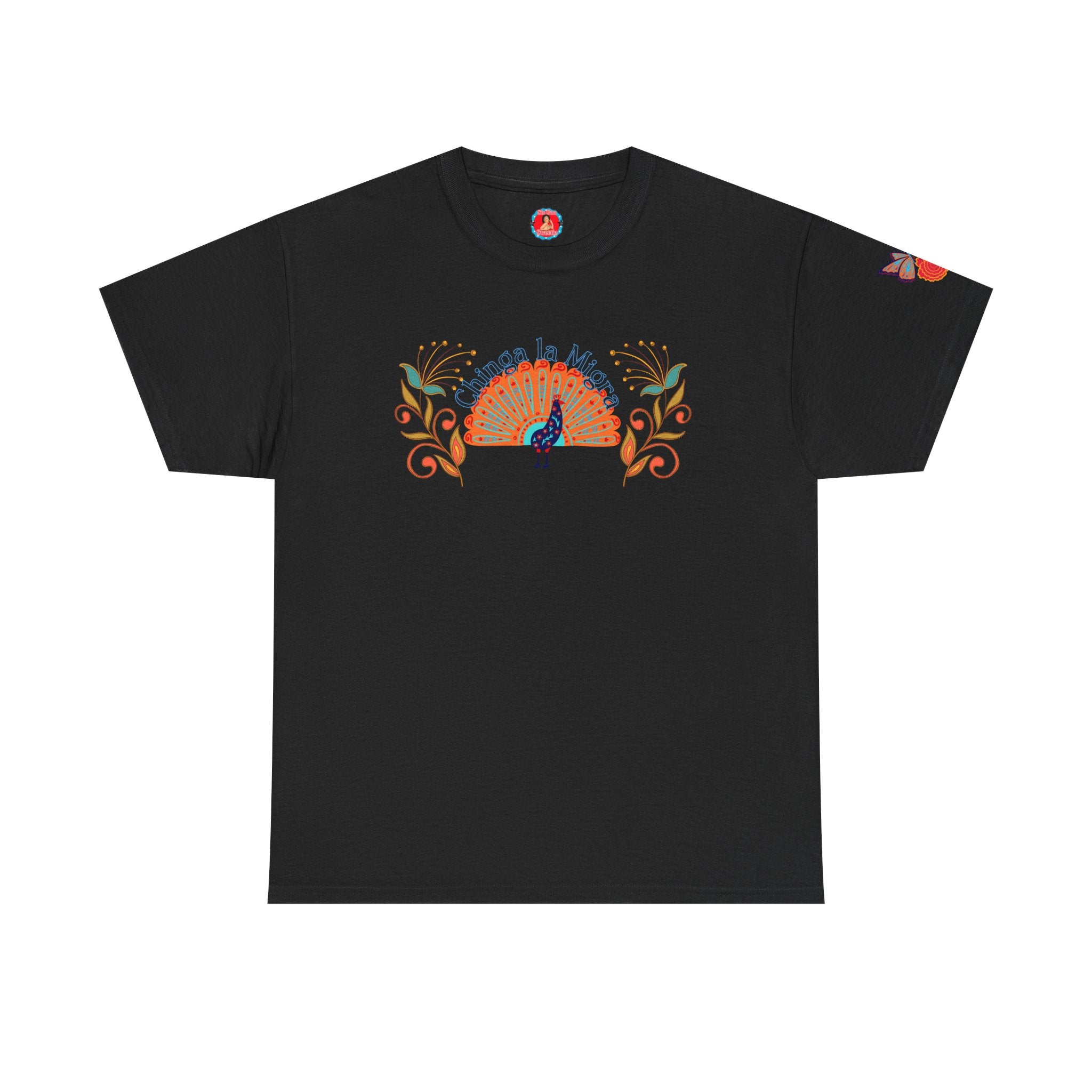 Peacock Sunset T-Shirt — Colorful Floral Folk Art Tee