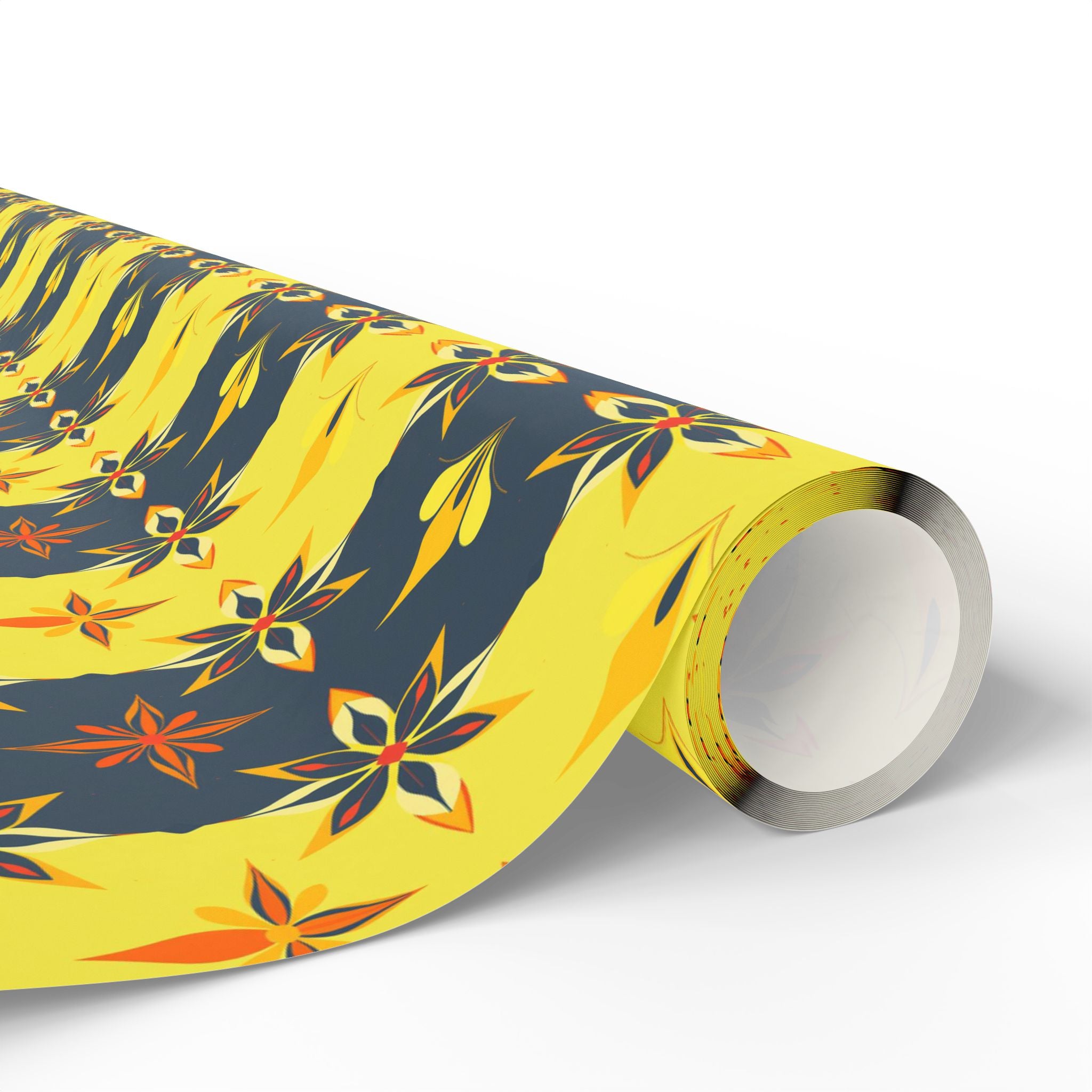 Wrapping Papers - Mid Century Modern Yellow and Black Striped Design