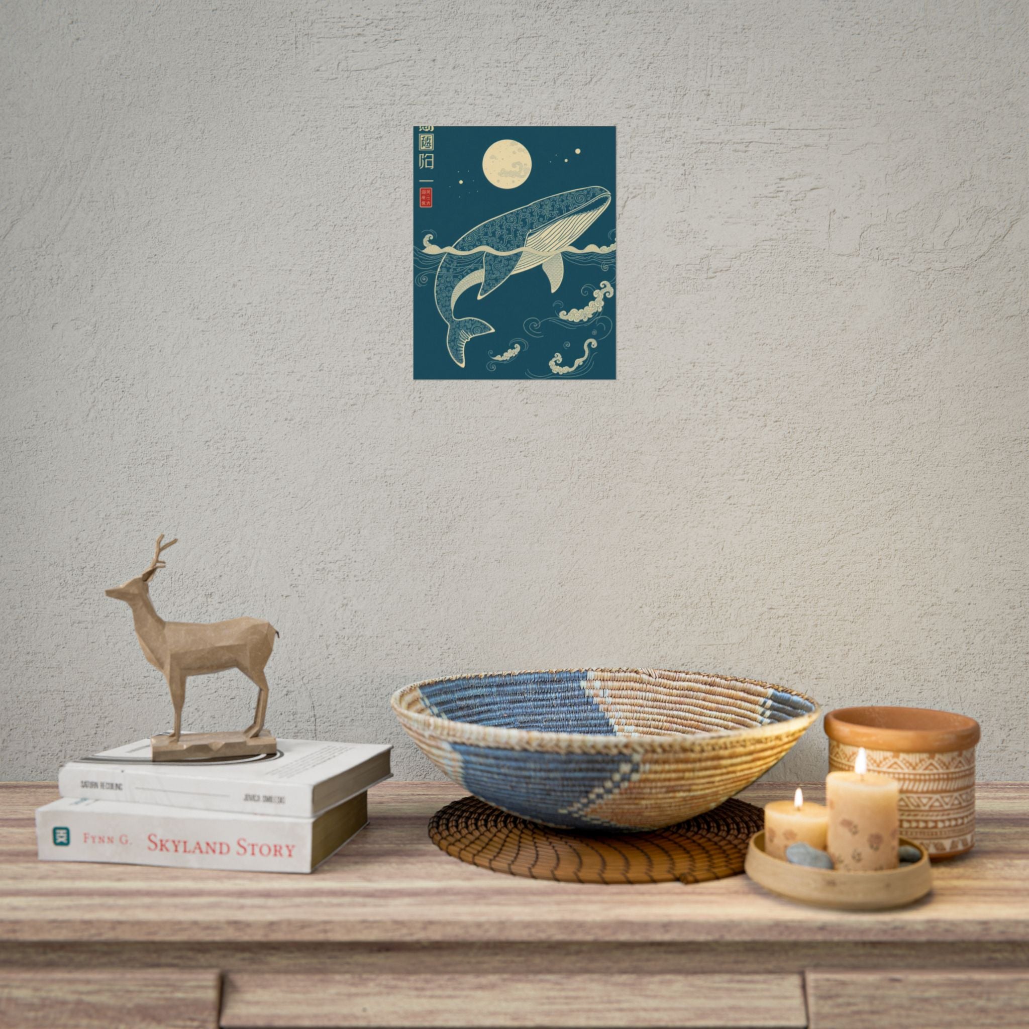 Whale Moon Poster — Rolled Nautical Art Print