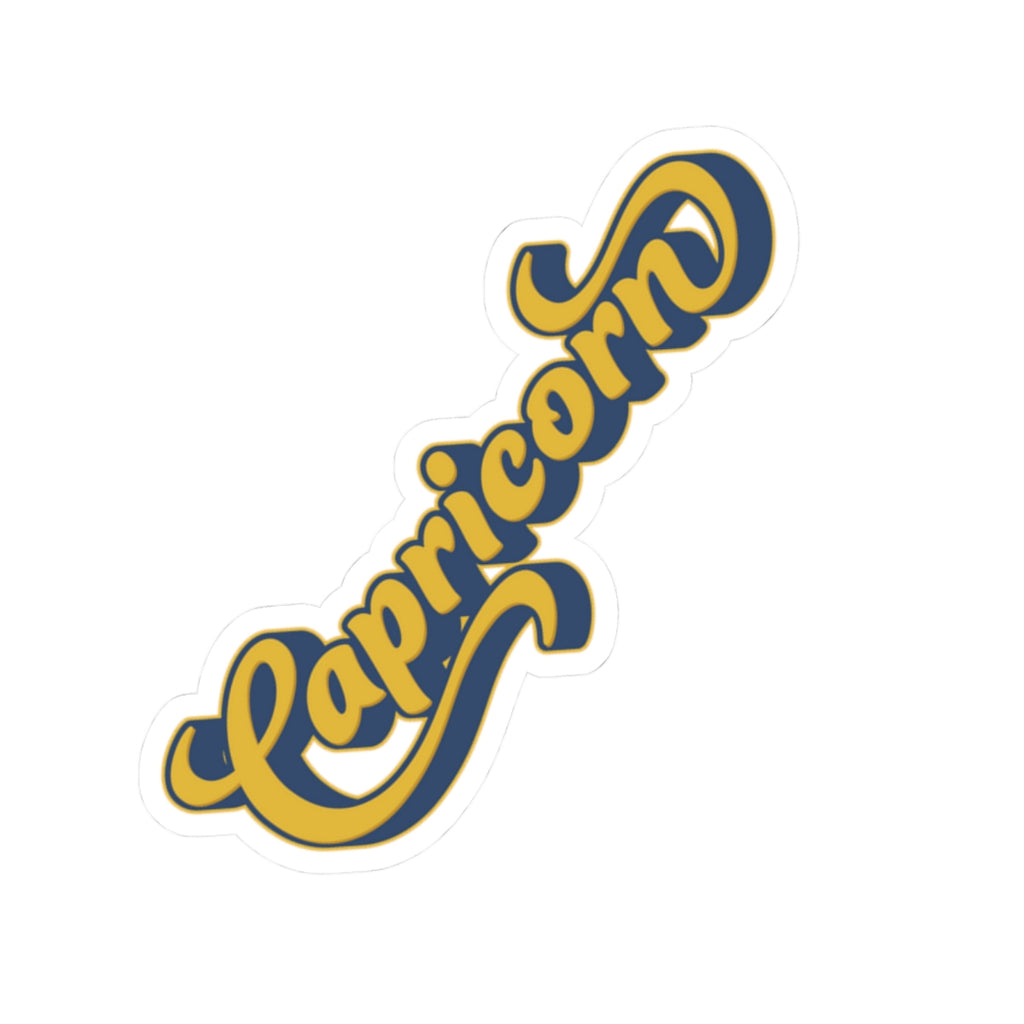 Capricorn 70s Groovy Zodiac Sticker — Retro Star Sign Kiss-Cut