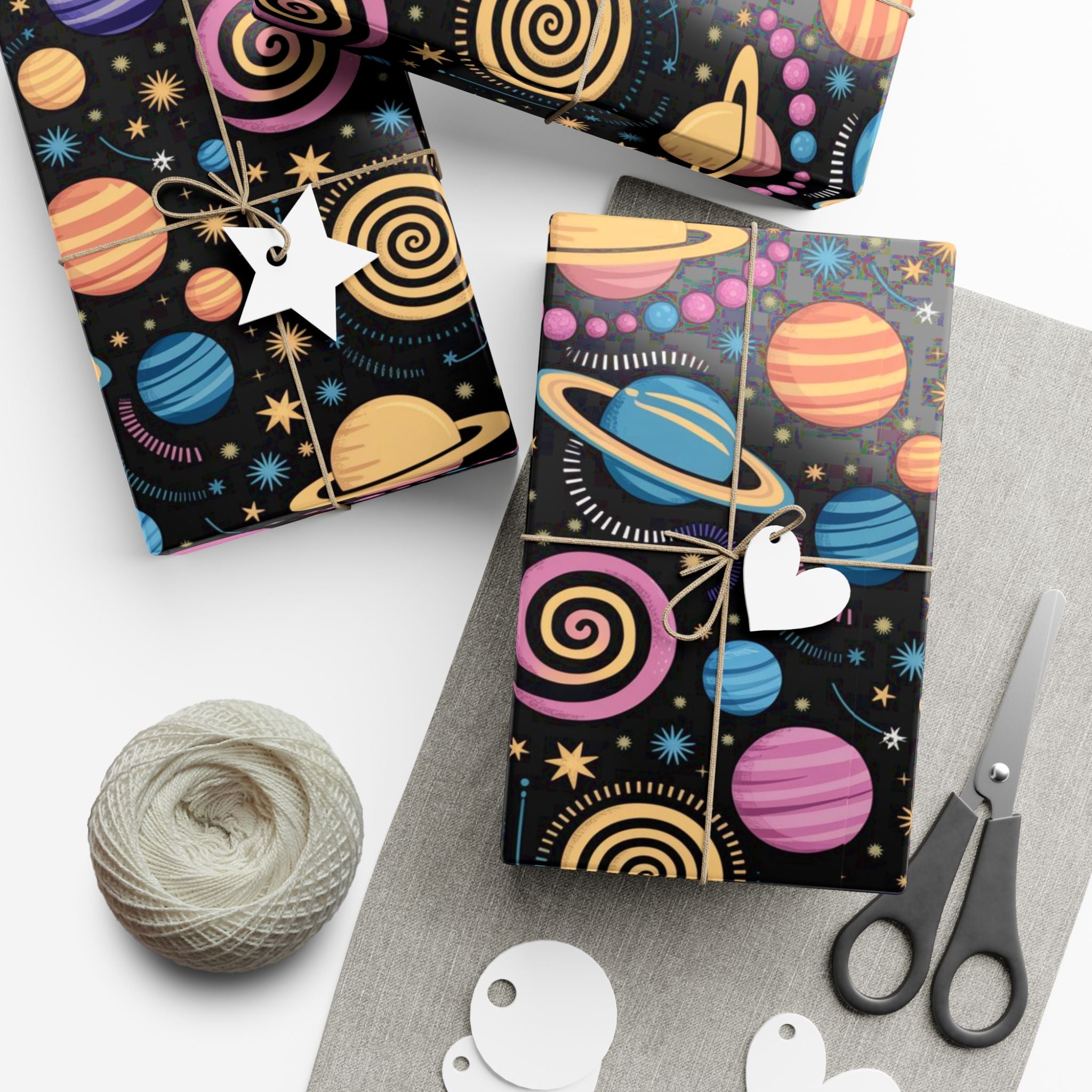 Space Planet Gift Wrap Paper — Colorful Solar System Wrapping Sheets for Kids’ Birthdays & Holidays