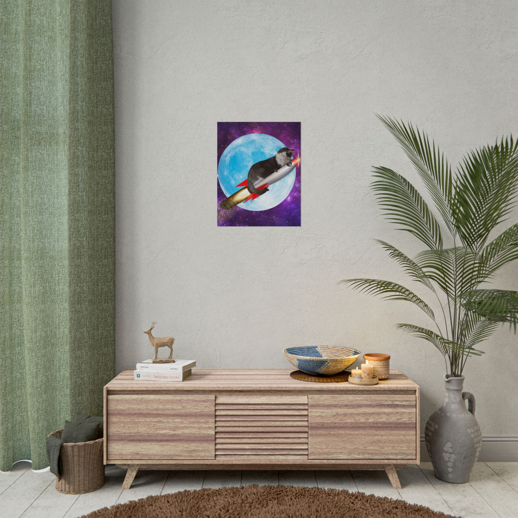 Cosmic Cat Rolled Poster - Whimsical Space Art Decor, Gift for Cat Lovers, Fun Home Wall Art, Perfect for Kids or Adults