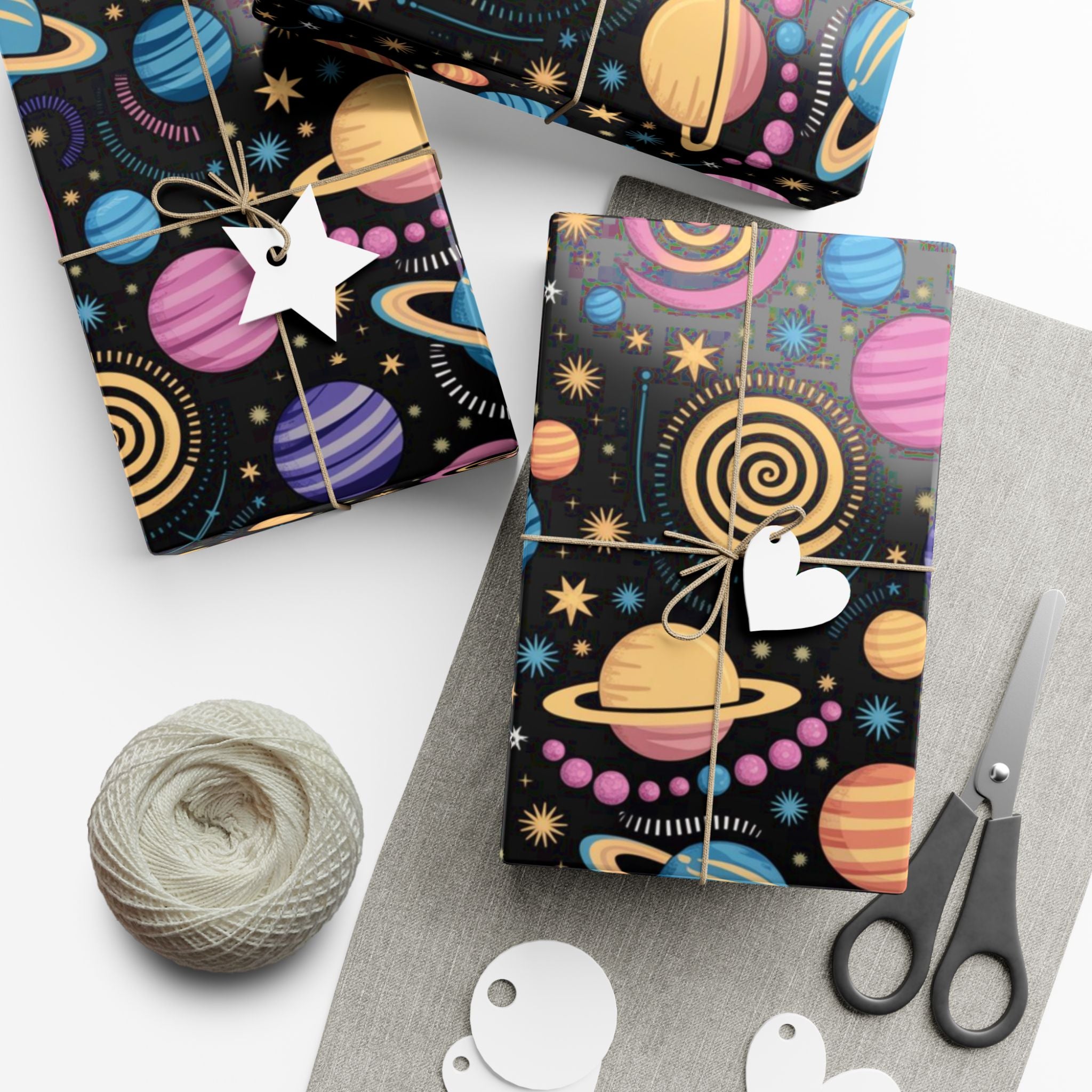 Space Planet Gift Wrap Paper — Colorful Solar System Wrapping Sheets for Kids’ Birthdays & Holidays