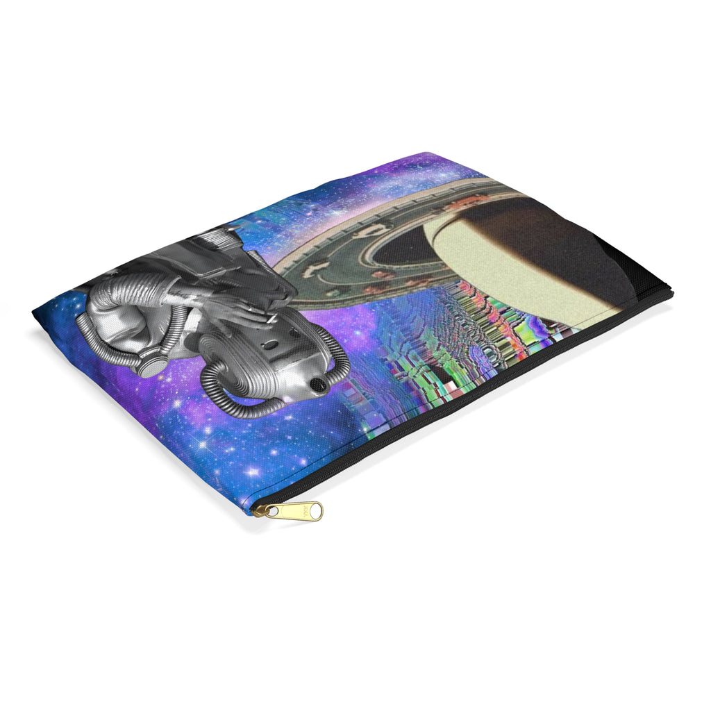 Cosmic Smoke Break Robot Accessory Pouch — Saturn Road Trip Makeup & Gadget Organizer