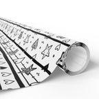 Gift Wrap Sheets Doodle Hearts Stars Black White