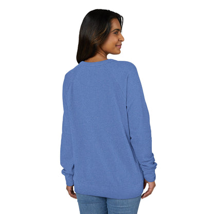 French Terry Raglan Crewneck Sweatshirt - Pink Leopard Heart Tattoo Flash Design