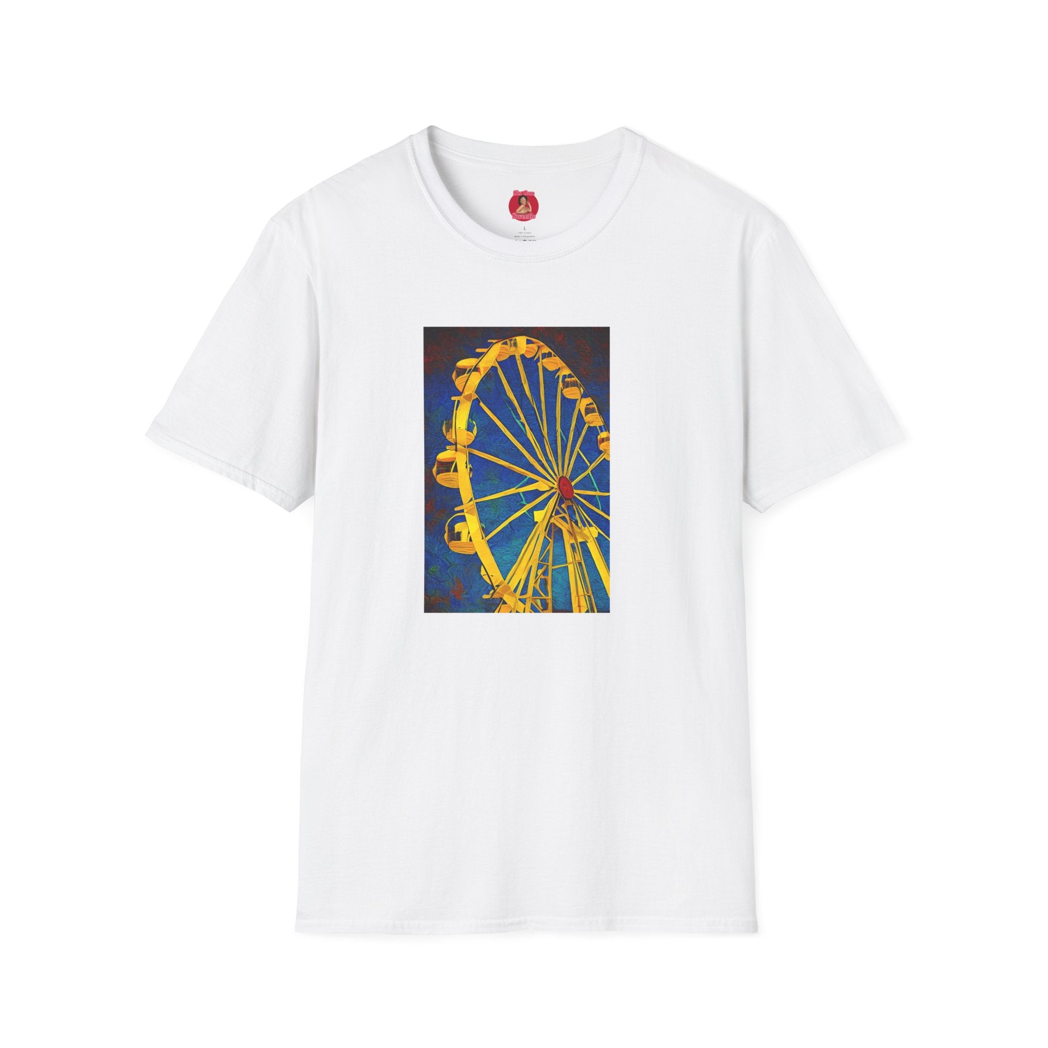 Ferris Wheel T-Shirt, Gothic Van Gogh Style Graphic Tee, Creepy Carnival Shirt, Unisex Softstyle Tee, Dark Art Clothing