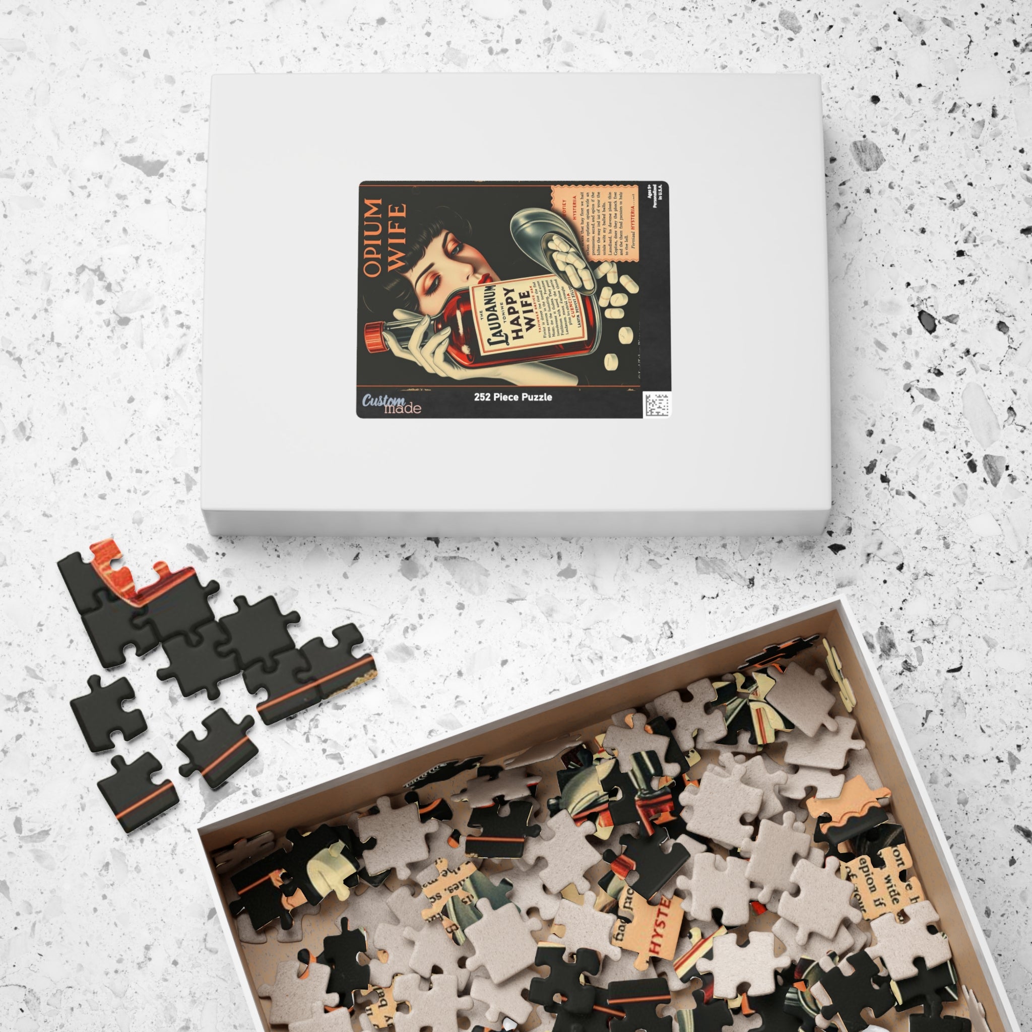Vintage Opium Happy Wife Puzzle - Unique 110 to 1014-piece Jigsaw, Retro Art Decor, Gift for Puzzle Lovers, Home Relaxation Activity