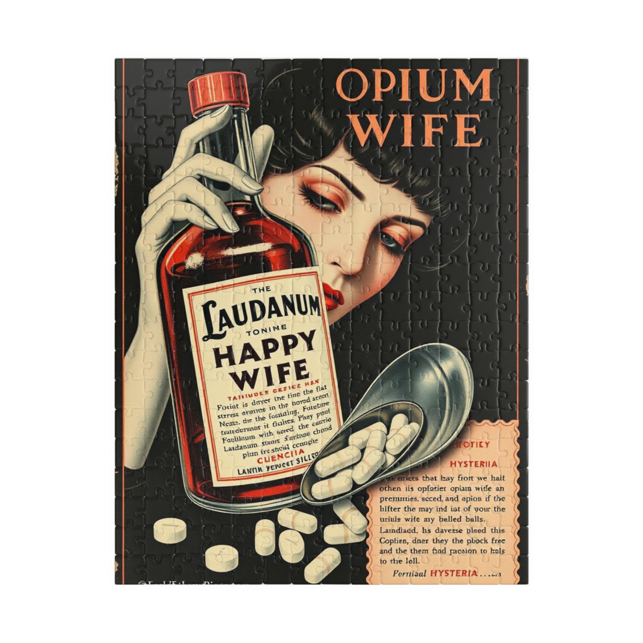 Vintage Opium Happy Wife Puzzle - Unique 110 to 1014-piece Jigsaw, Retro Art Decor, Gift for Puzzle Lovers, Home Relaxation Activity