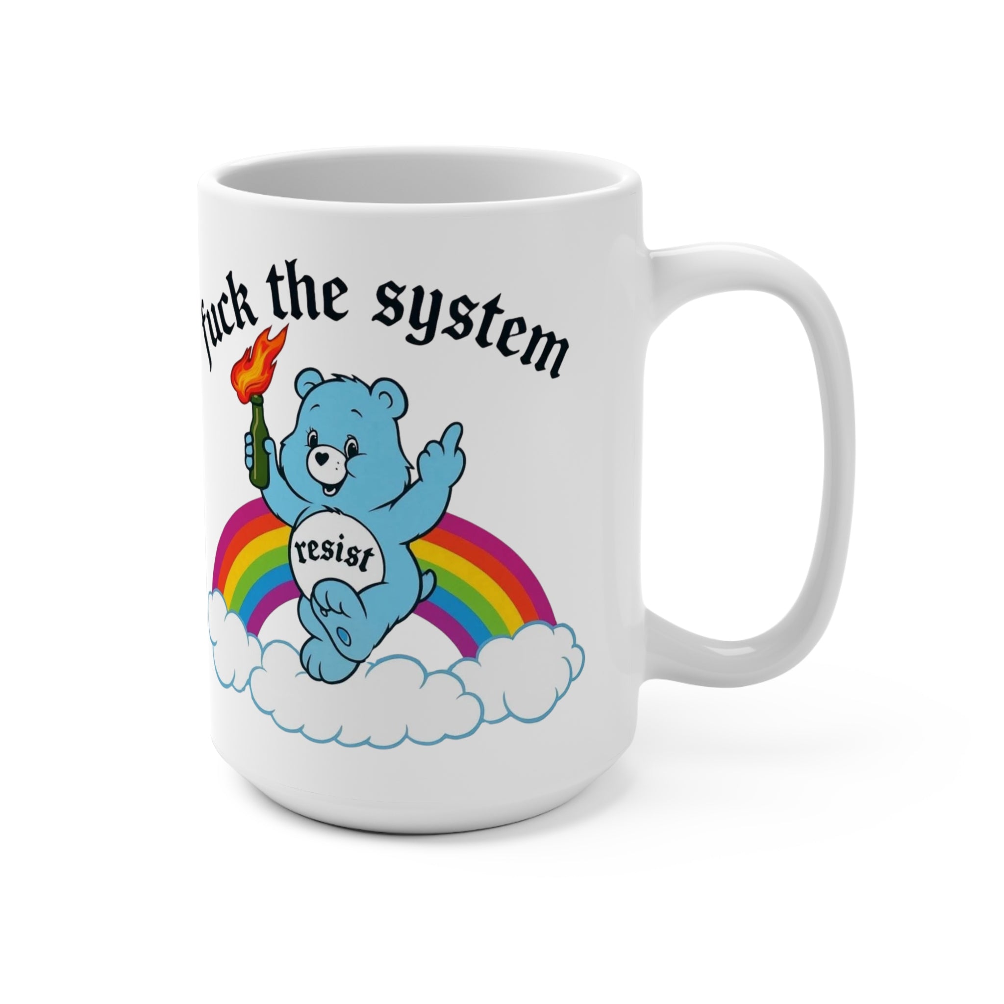 Mug 15oz - Antifa Bear Resistance Rainbow Coffee Cup