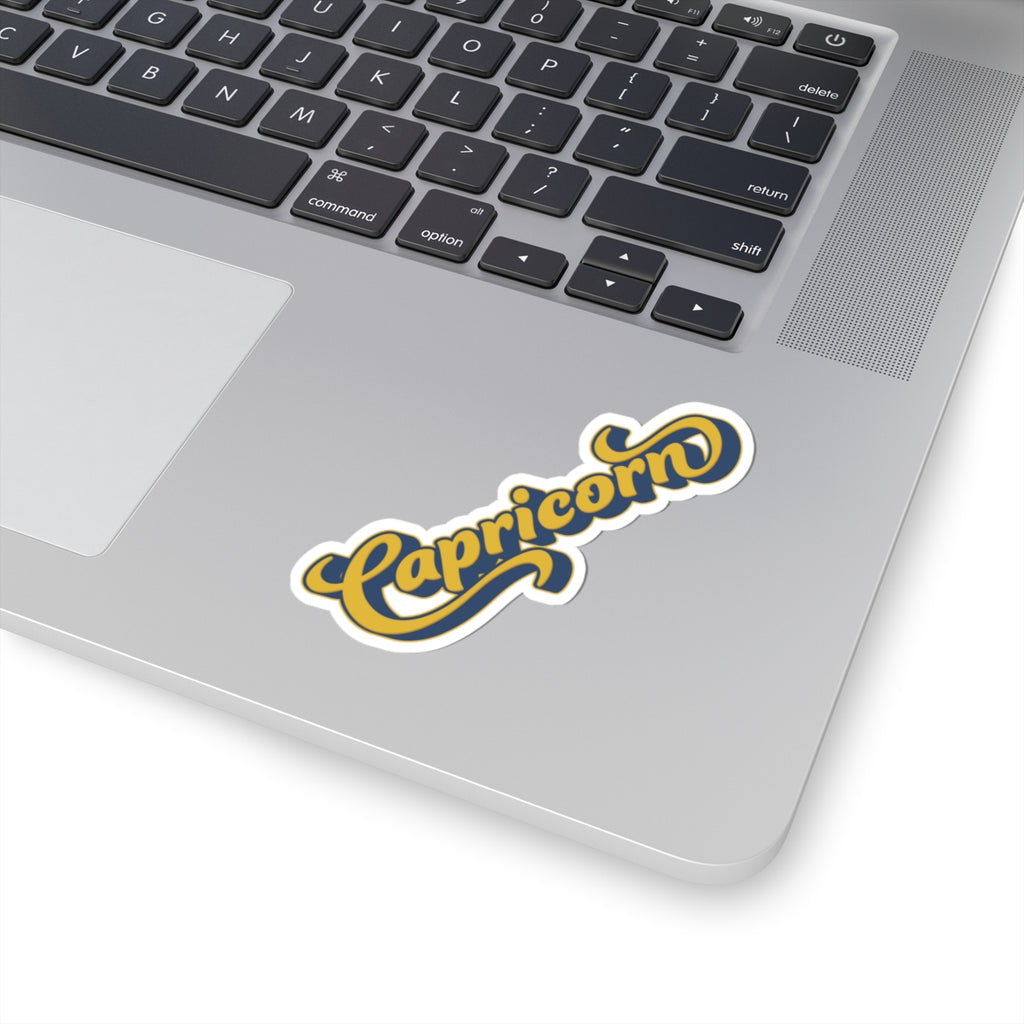 Capricorn 70s Groovy Zodiac Sticker — Retro Star Sign Kiss-Cut