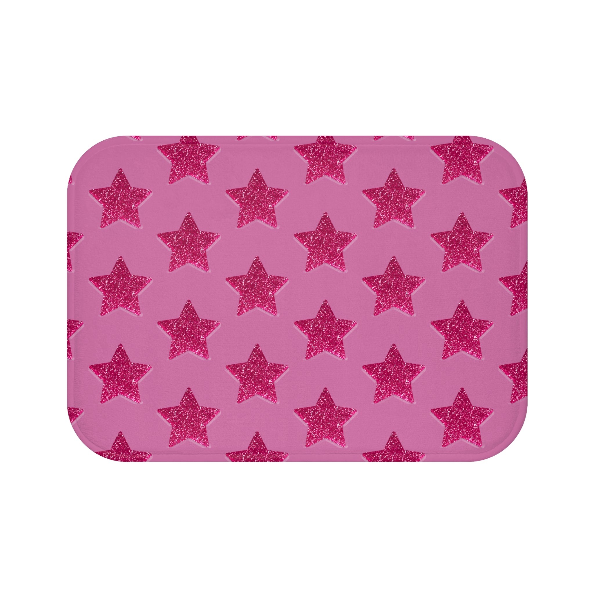 Pink Stardust Sweetheart Bath Mat | Retro Glam Memory Foam | Matching Shower Curtain