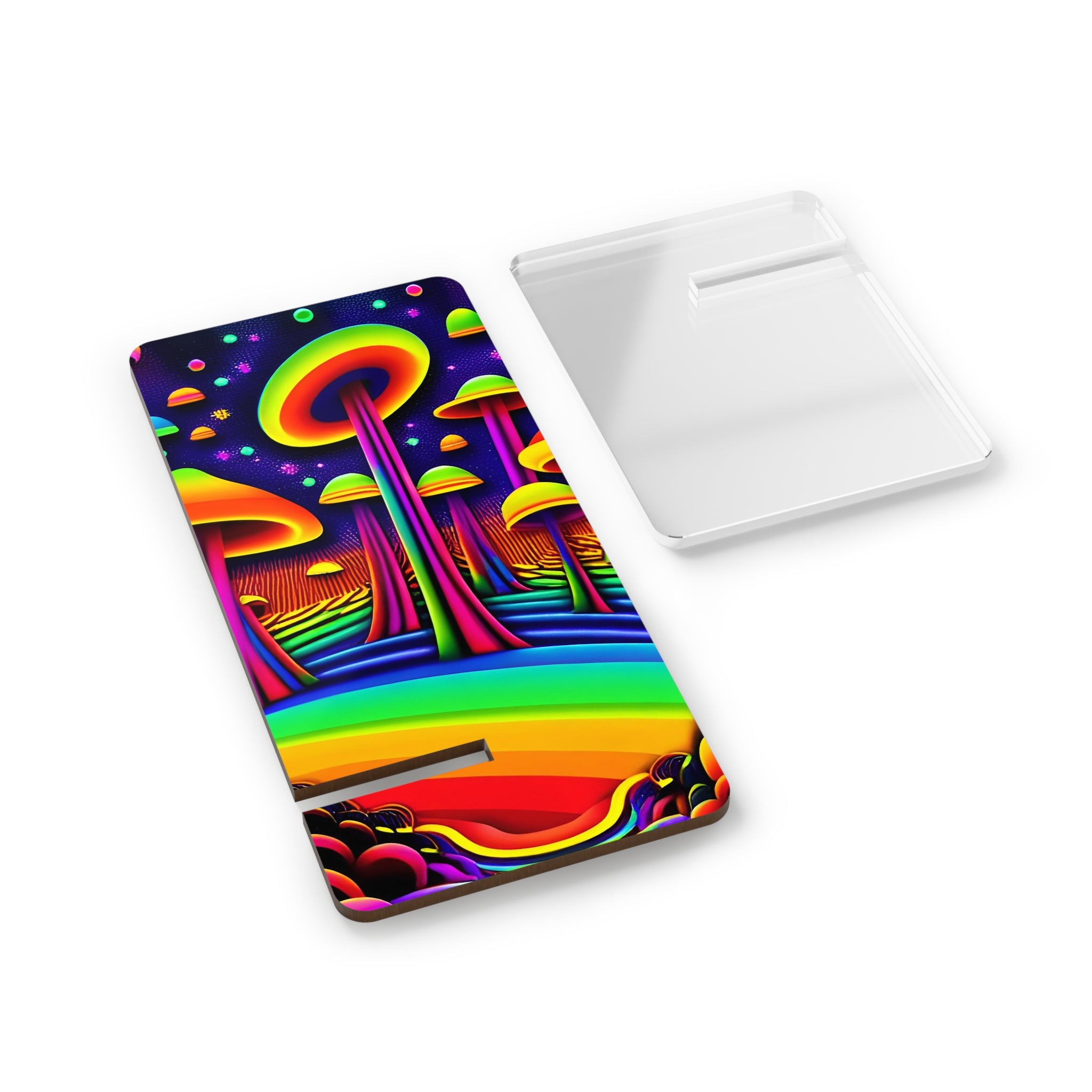 Psychedelic Smartphone Stand - Colorful Mobile Display Holder, Desk Accessory, Unique Gift, Home Decor, Rainbow Art