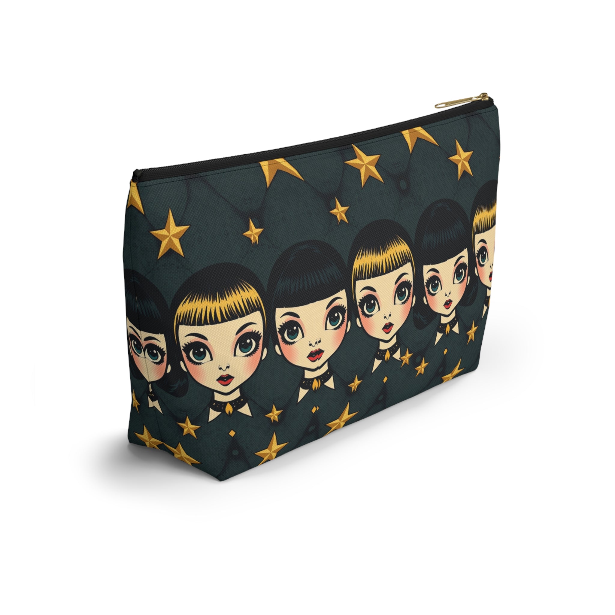 Whimsical Doll Head Accessory Pouch, Cute Makeup Bag, Starry Character Pouch, Gift for Her, Fun Travel Organizer
