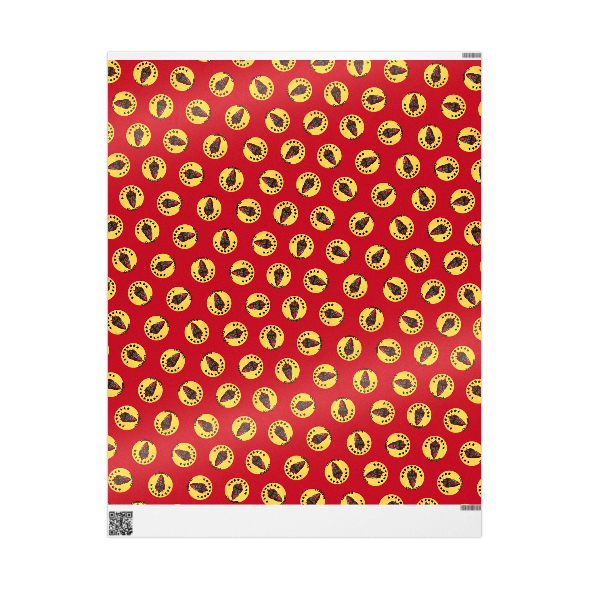 Wrapping Paper - Krampus Yellow Polka Dot Christmas Vintage Design