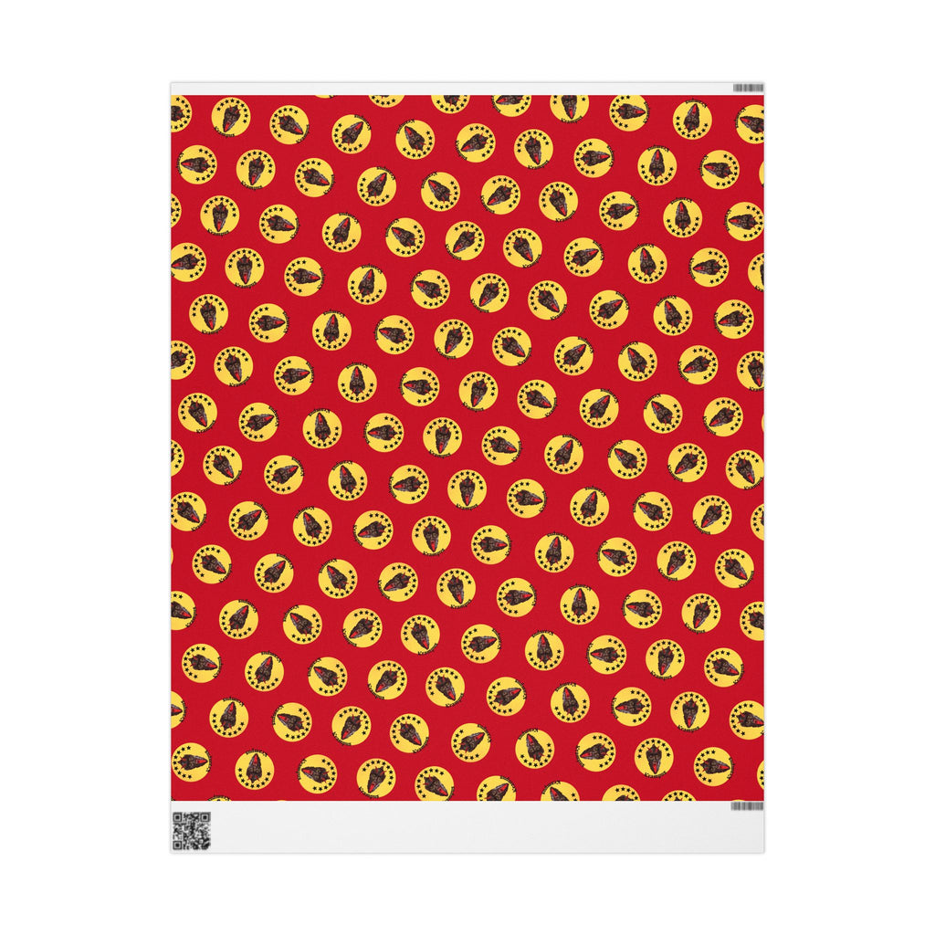 Wrapping Paper - Krampus Yellow Polka Dot Christmas Vintage Design