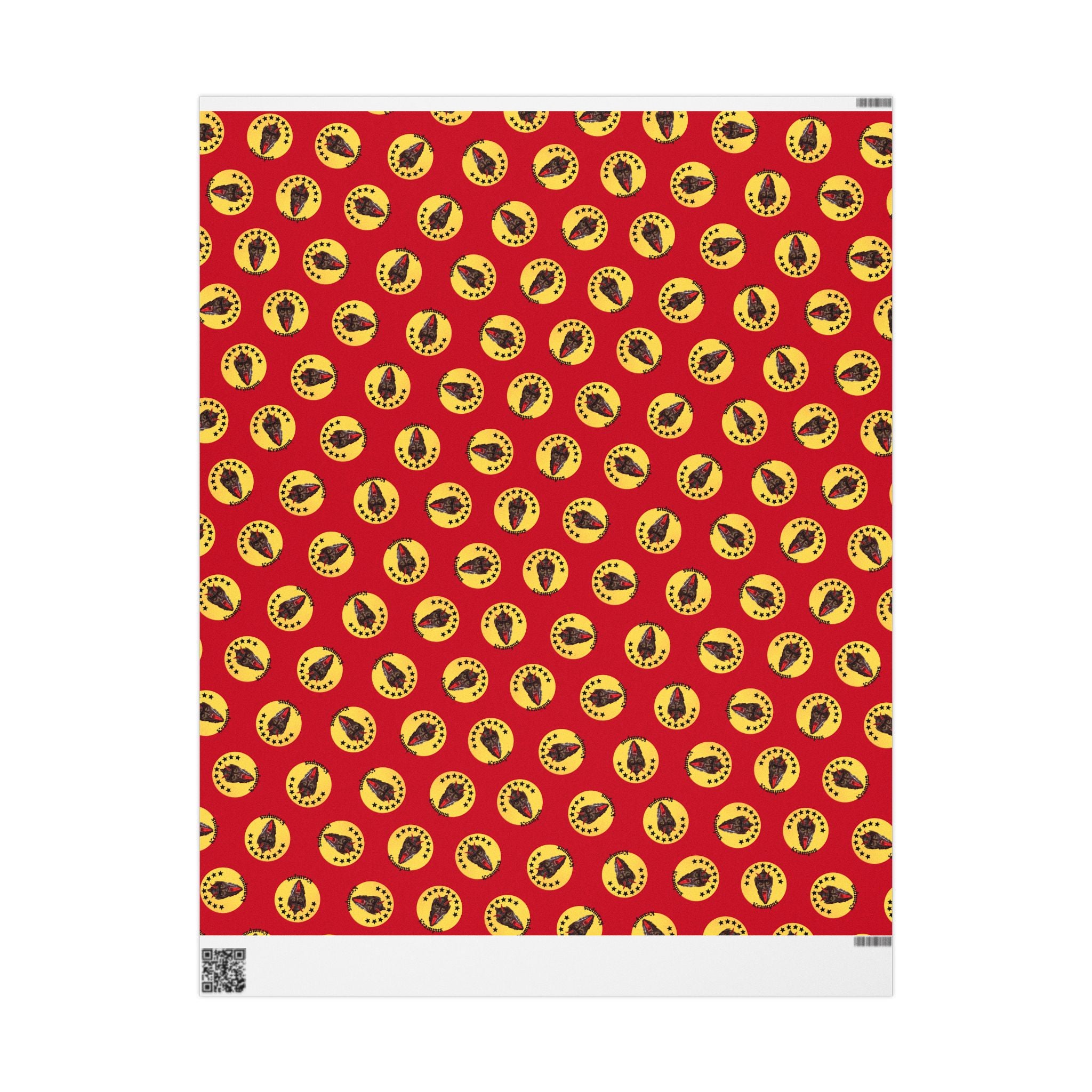 Wrapping Paper - Krampus Yellow Polka Dot Christmas Vintage Design
