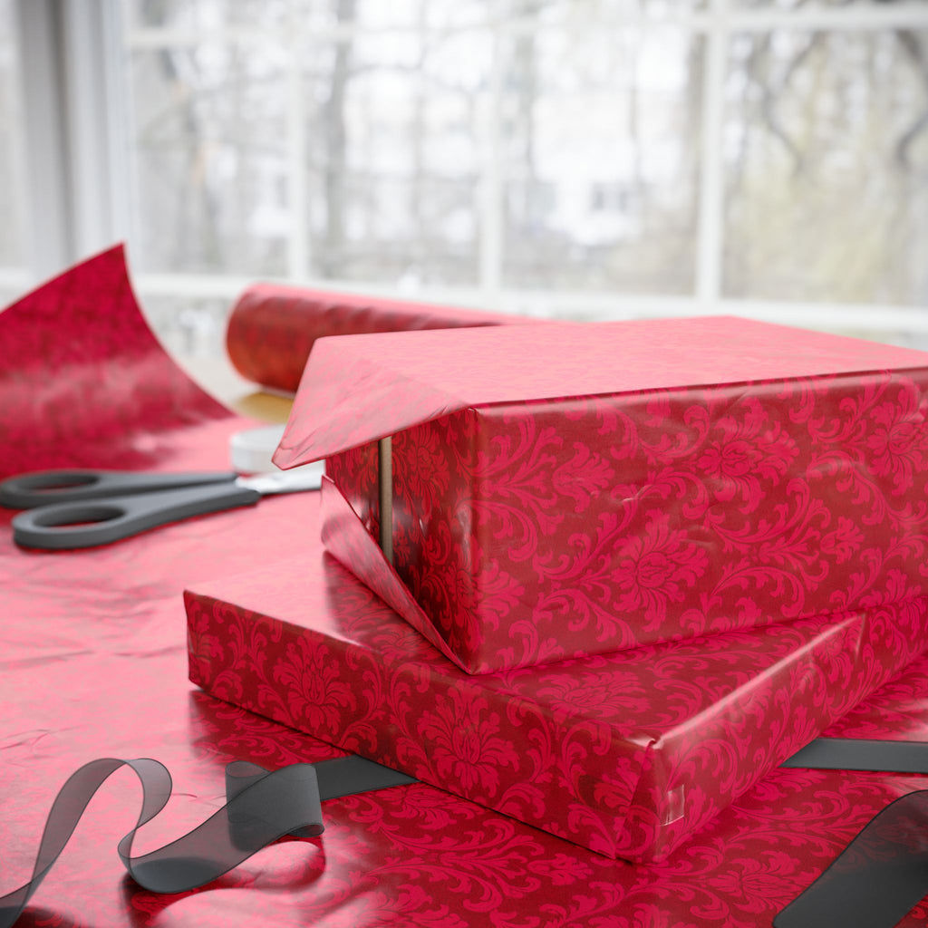 Bold Red Pink Vintage Baroque Scroll Design Luxurious wrapping