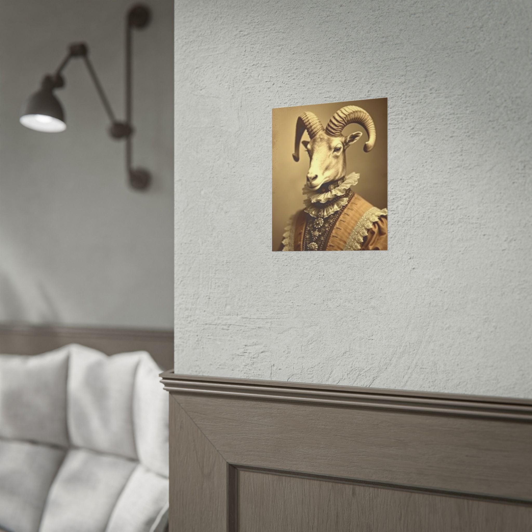 Vintage Ram Portrait Rolled Poster, Unique Wall Art, Animal Decor, Home Aesthetic, Gift for Animal Lovers, Gallery Wall