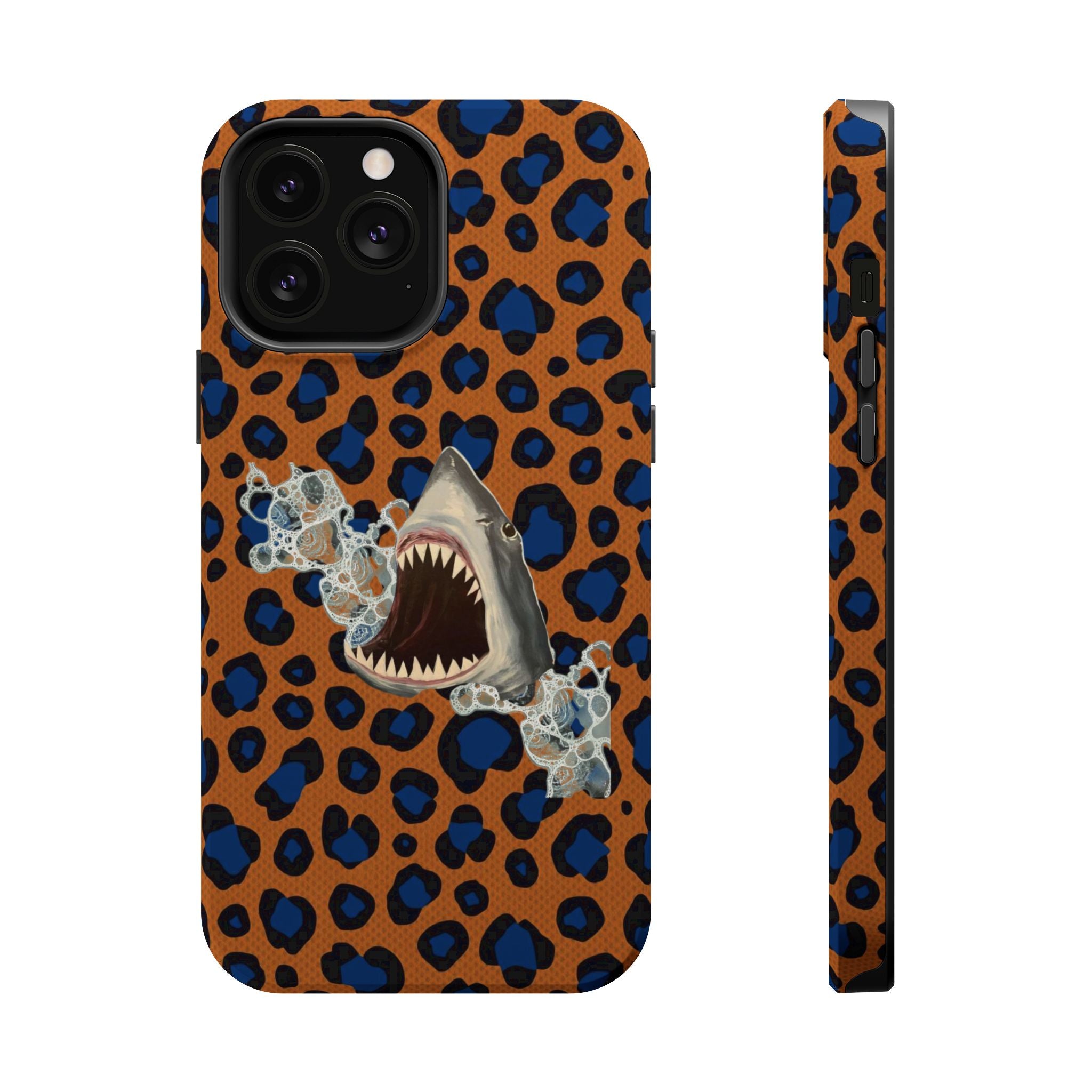 Shark Bite Leopard Print Phone Case — Magnetic Impact-Resistant