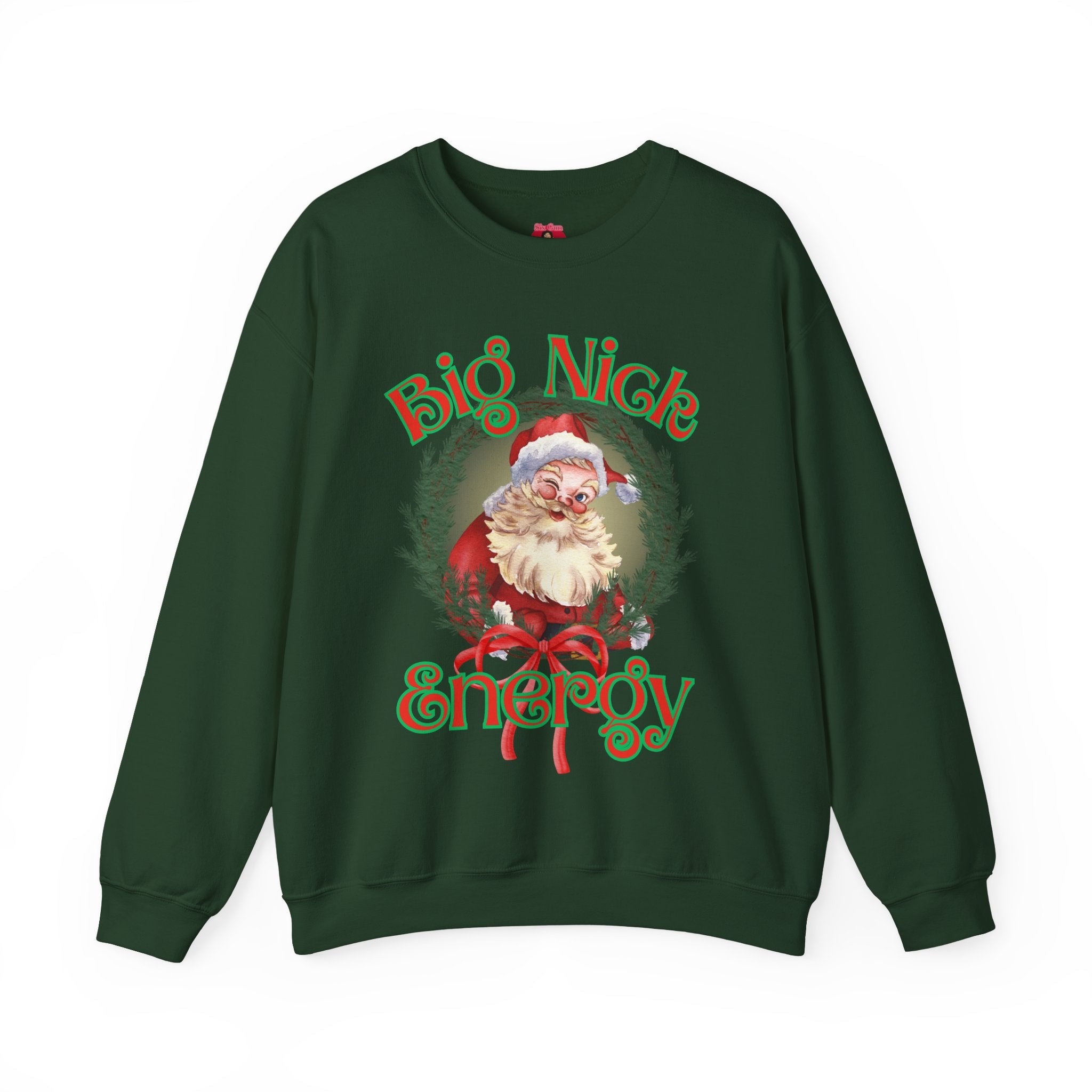 Funny Santa 'Big Nick Energy' Crewneck Sweatshirt for Christmas, Bold Vintage Design, Unique Apparel Jumper, Holiday Gift, Winter Clothing,