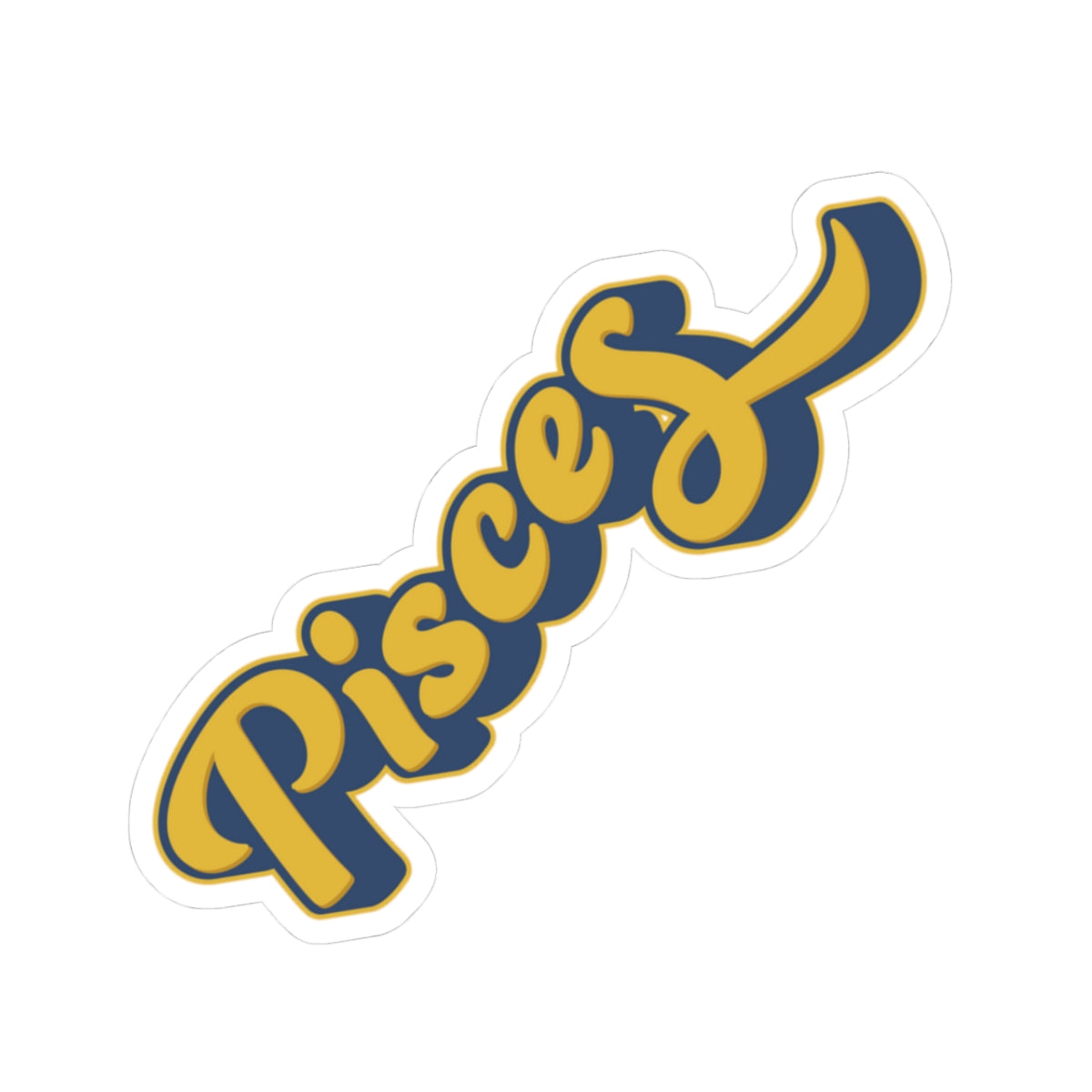 Pisces 70s Groovy Zodiac Sticker — Retro Star Sign Kiss-Cut