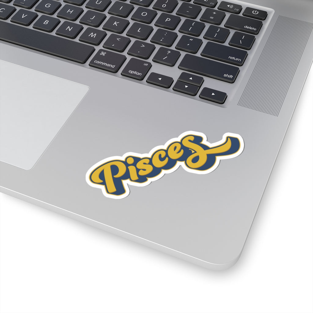 Pisces 70s Groovy Zodiac Sticker — Retro Star Sign Kiss-Cut
