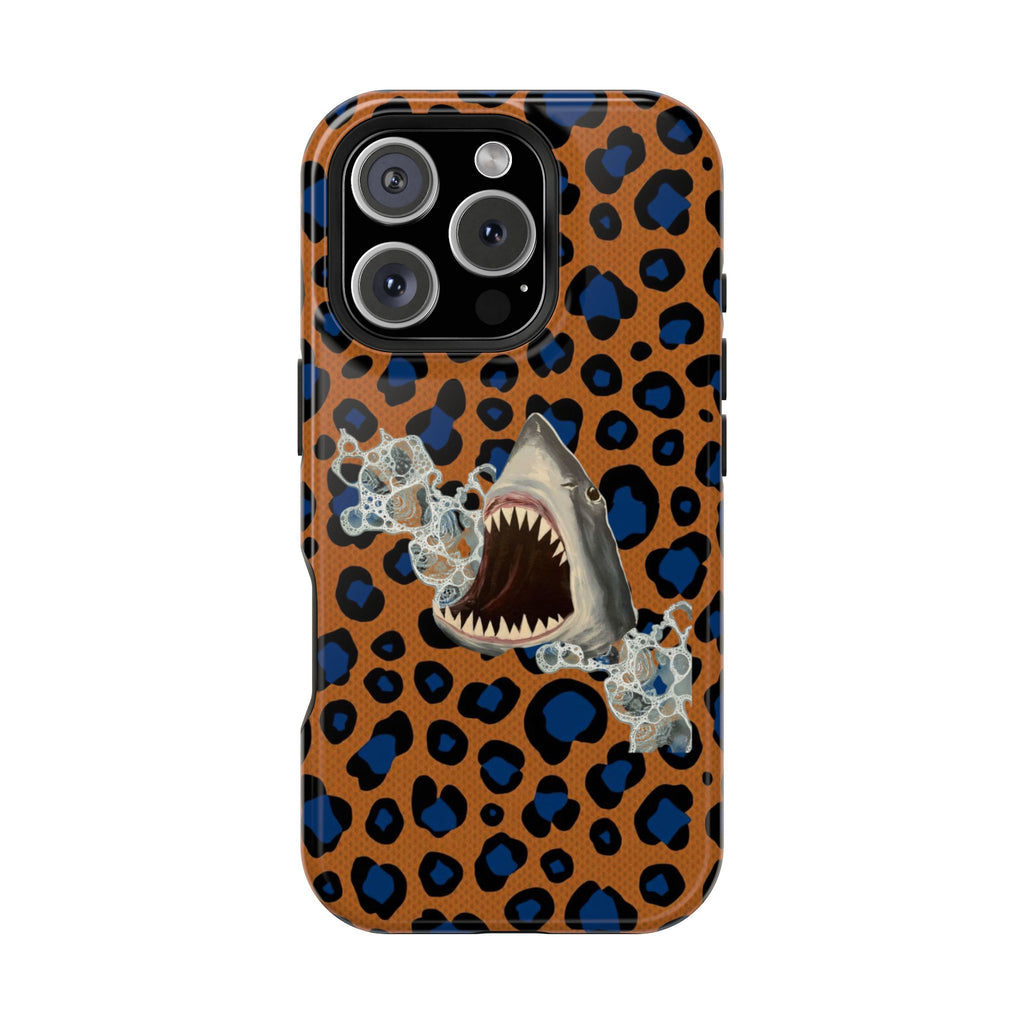 Shark Bite Leopard Print Phone Case — Magnetic Impact-Resistant