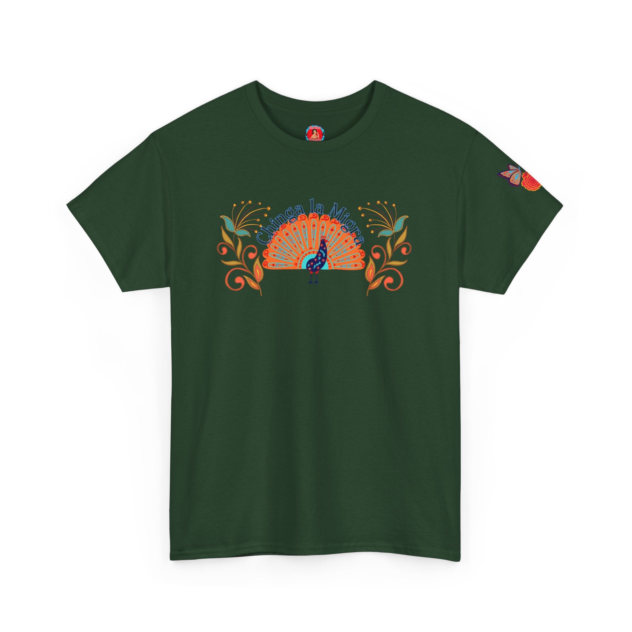 Peacock Sunset T-Shirt — Colorful Floral Folk Art Tee