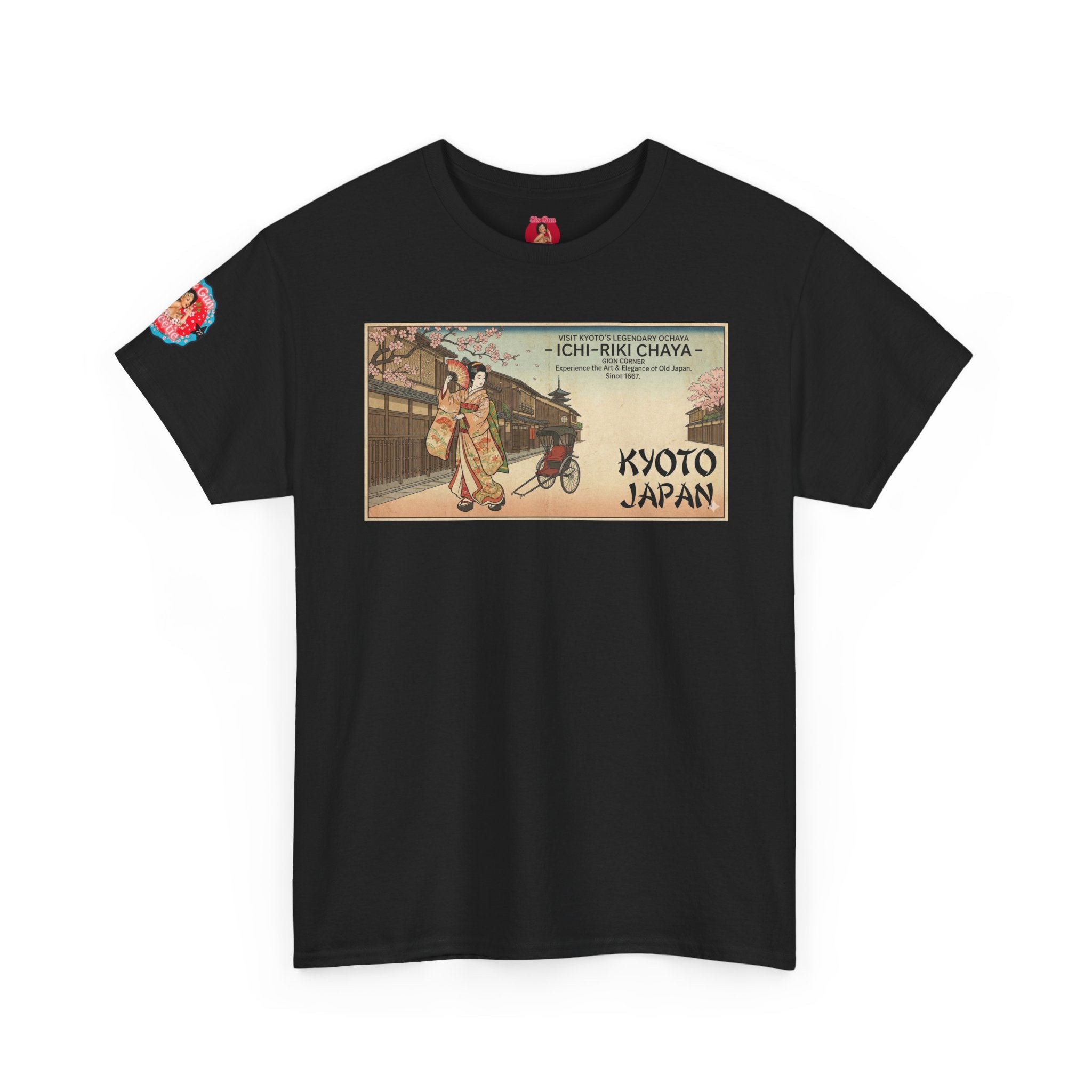 Kyoto Japan Vintage Travel Tee — Geisha District Retro Poster Design