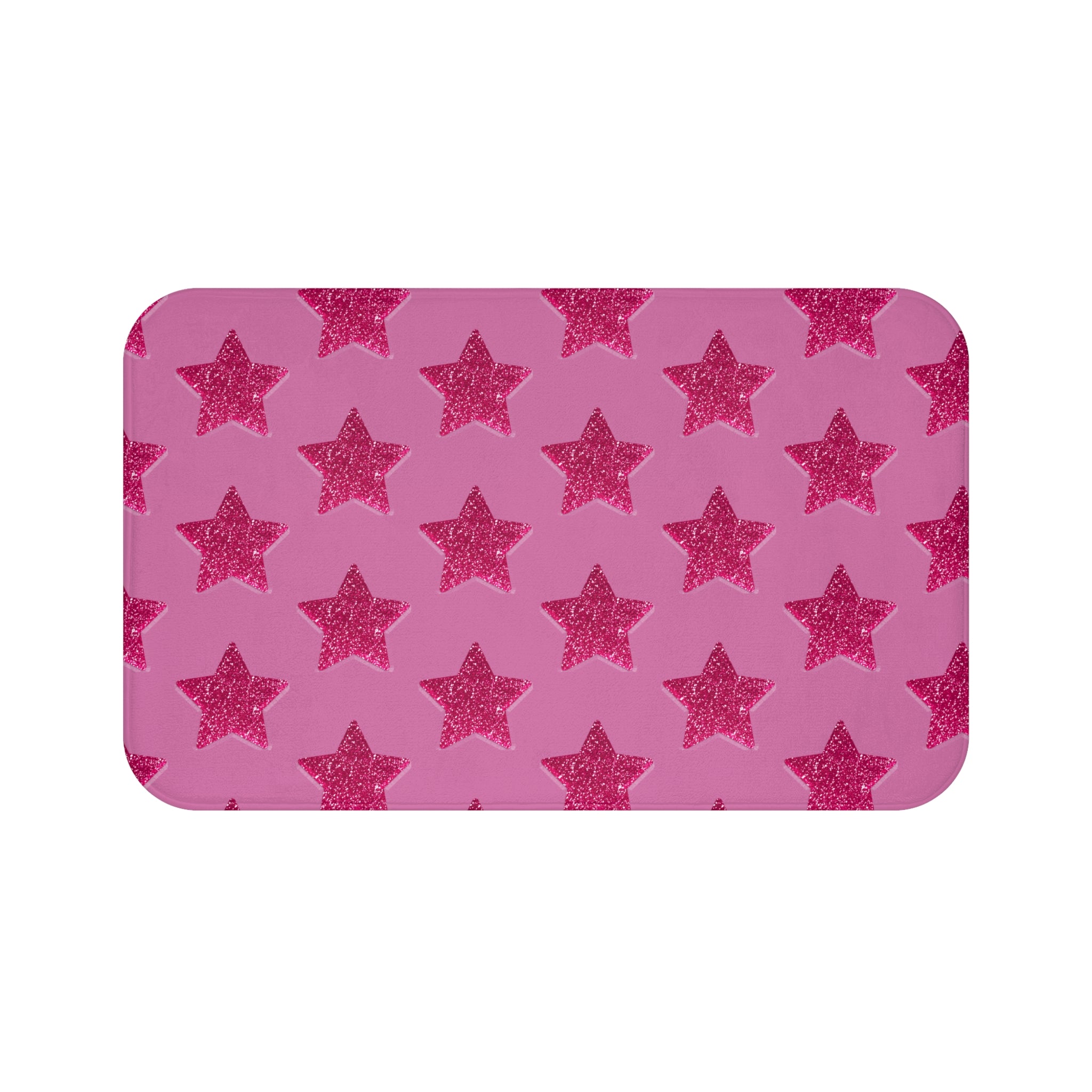 Pink Stardust Sweetheart Bath Mat | Retro Glam Memory Foam | Matching Shower Curtain