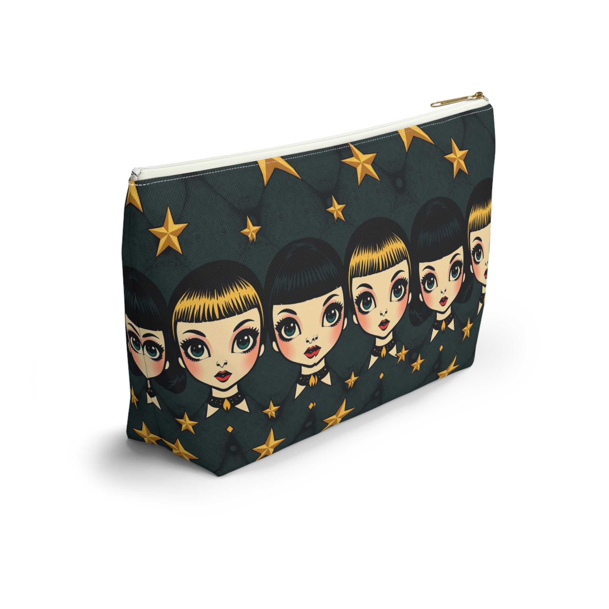 Whimsical Doll Head Accessory Pouch, Cute Makeup Bag, Starry Character Pouch, Gift for Her, Fun Travel Organizer