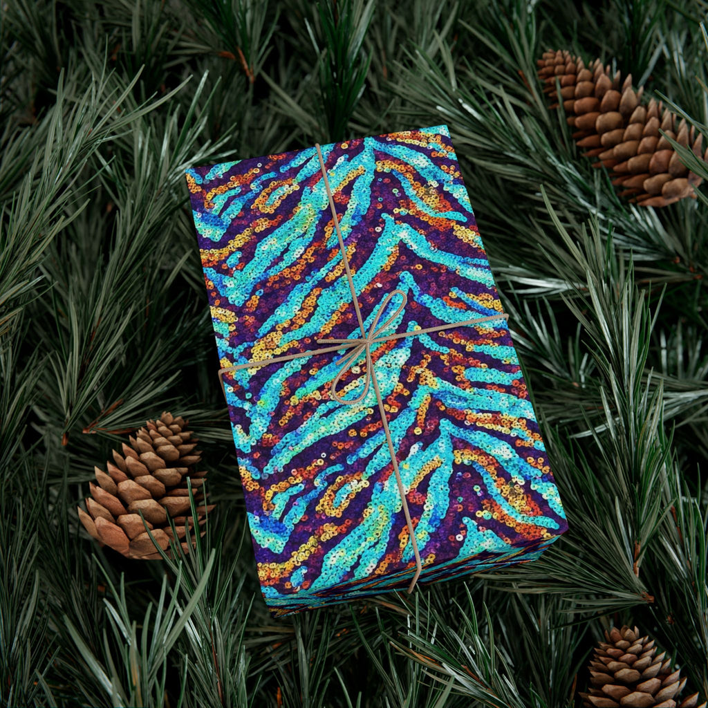 Gift Wrap Paper — Vibrant Blue & Teal Abstract Zebra Pattern