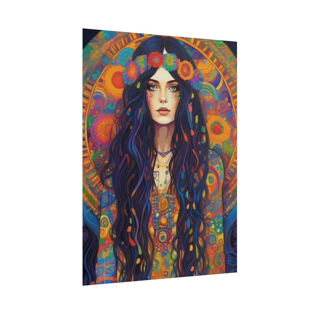 Poster - Hippie Girl Psychedelic Plant Print
