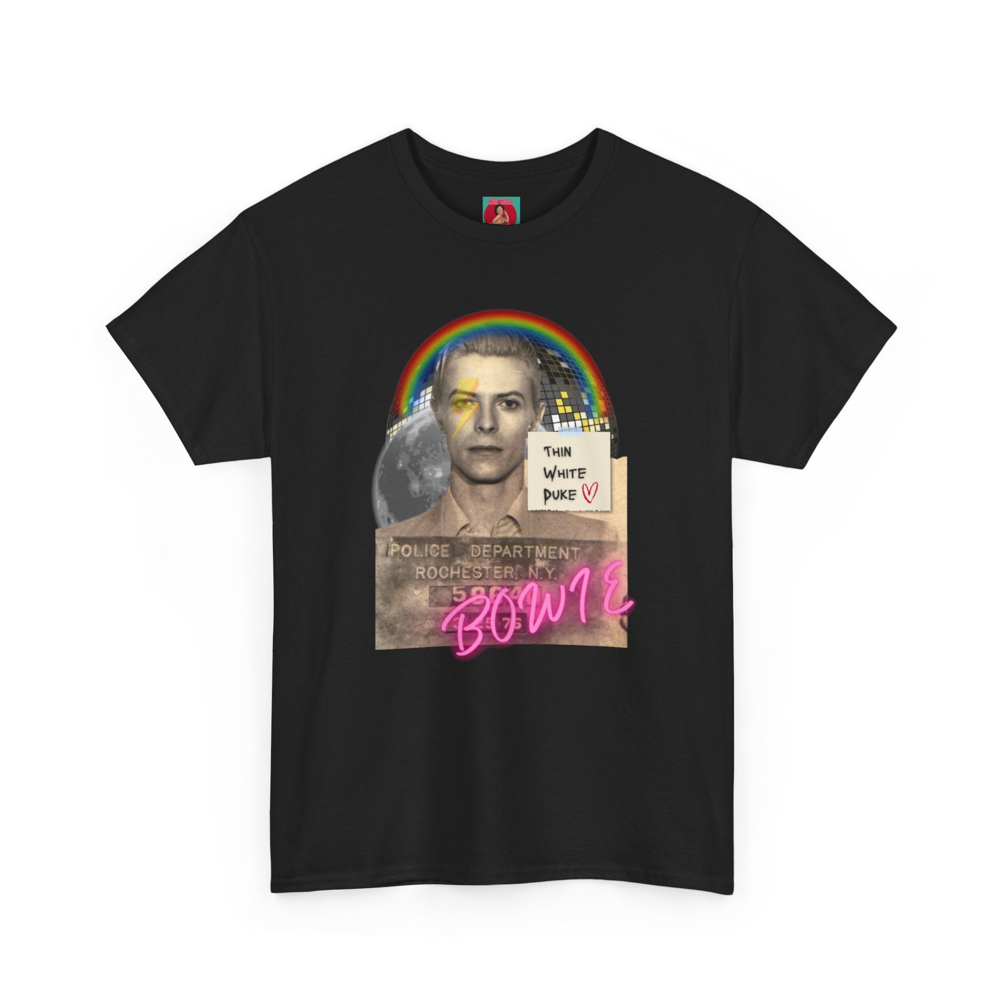 David Bowie Retro Glam Rock Mugshot Unisex Tshirt, Heavy Quality Cotton Shirt, Thin White Duke, Ziggy Stardust