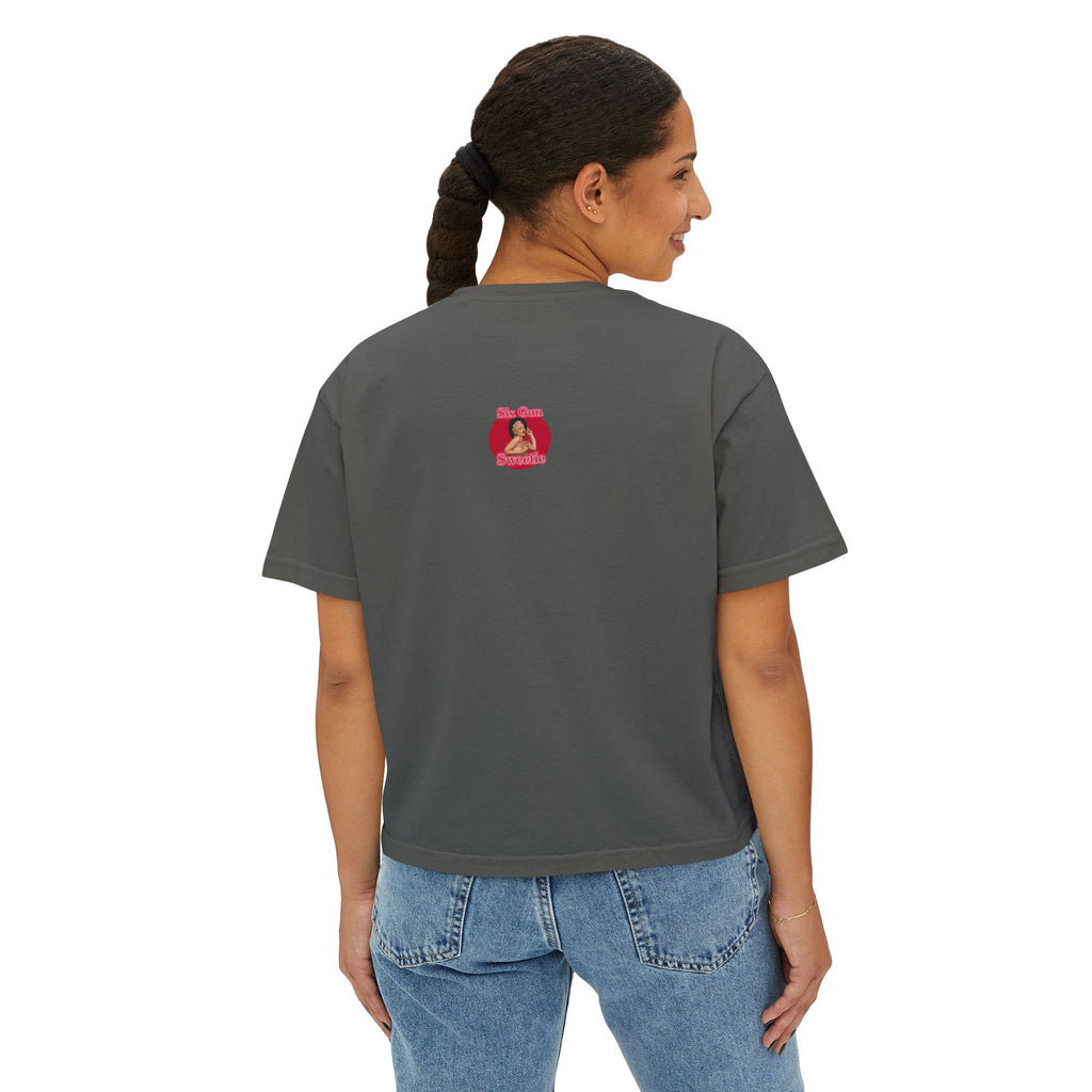 High & Feline Fine Women's Boxy Tee — Cute Retro Tiger Pinup Graphic