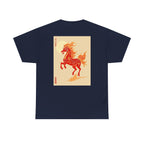 Chinease New Year, Fire Horse Graphic Tee — Flaming Horse Illustration T-Shirt (Oriental Zodiac-inspired)