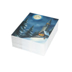 Winter Church Night Scene Greeting Cards — Holiday Blank Inside (1/10/30/50 pcs)