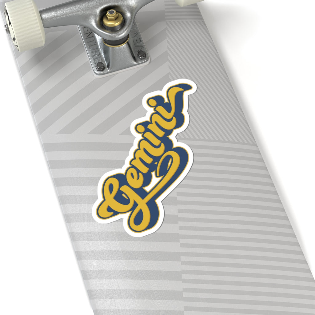 Gemini Star Sign 70s Groovy Zodiac Sticker — Retro Star Sign Kiss-Cut