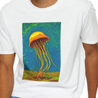 Vincent Van Gogh Jellyfish Unisex Tee, Softstyle Shirt, Brilliant Ocean T-Shirt, Artistic Sea Life Top, Van Gogh Inspired Clothing