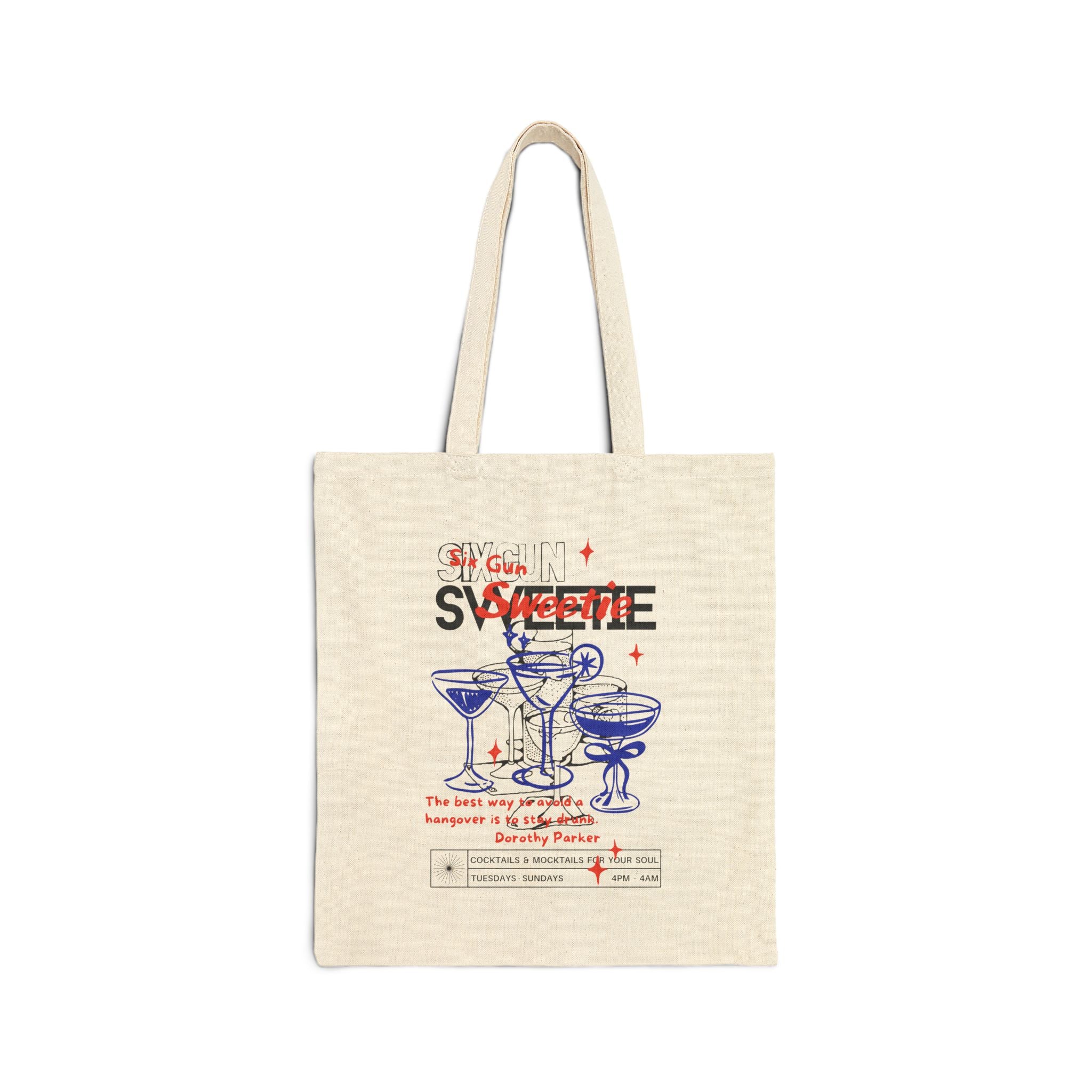 Tote Bag — "Sweetie" Retro Cocktail Illustration Cotton Canvas Tote
