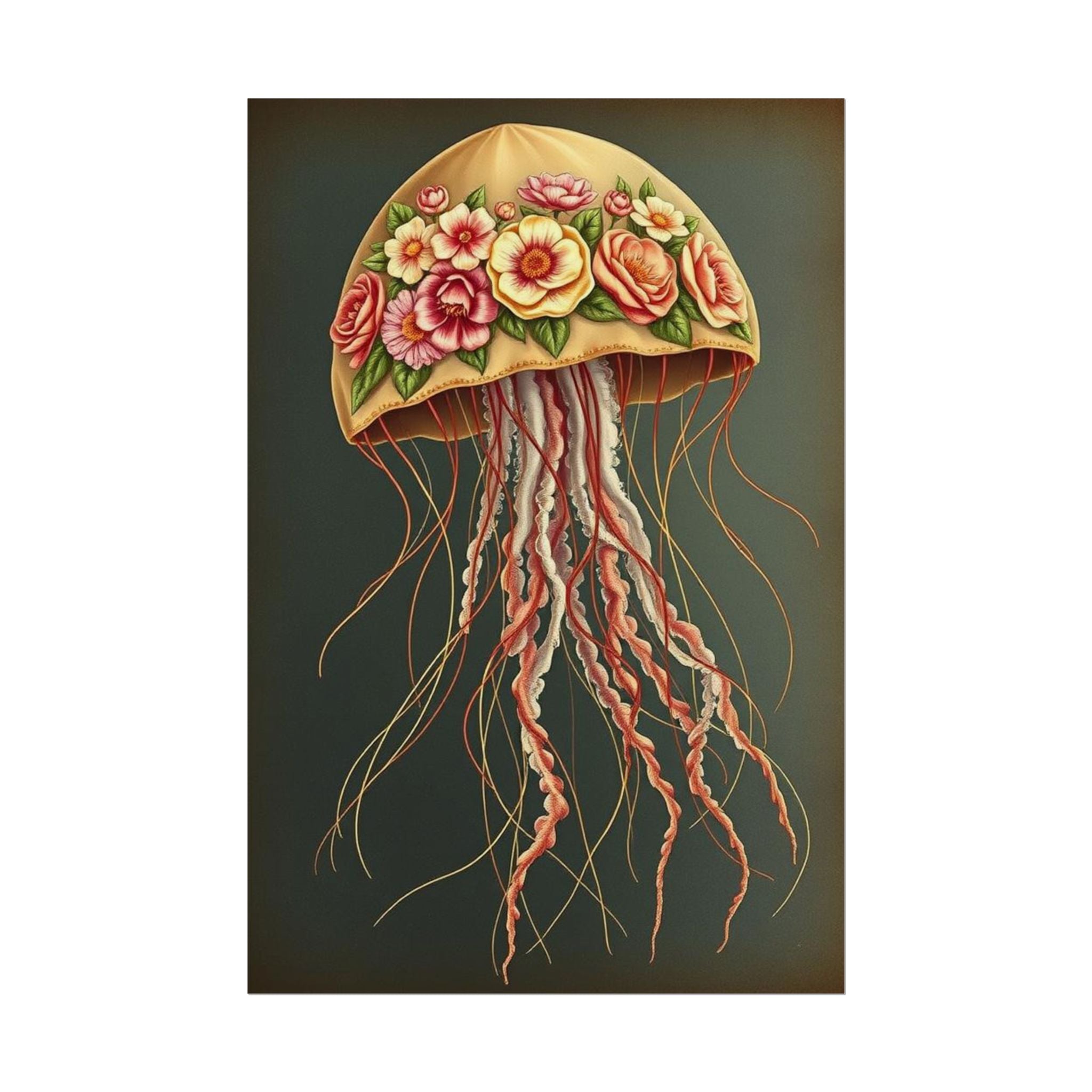 Floral Jellyfish Poster