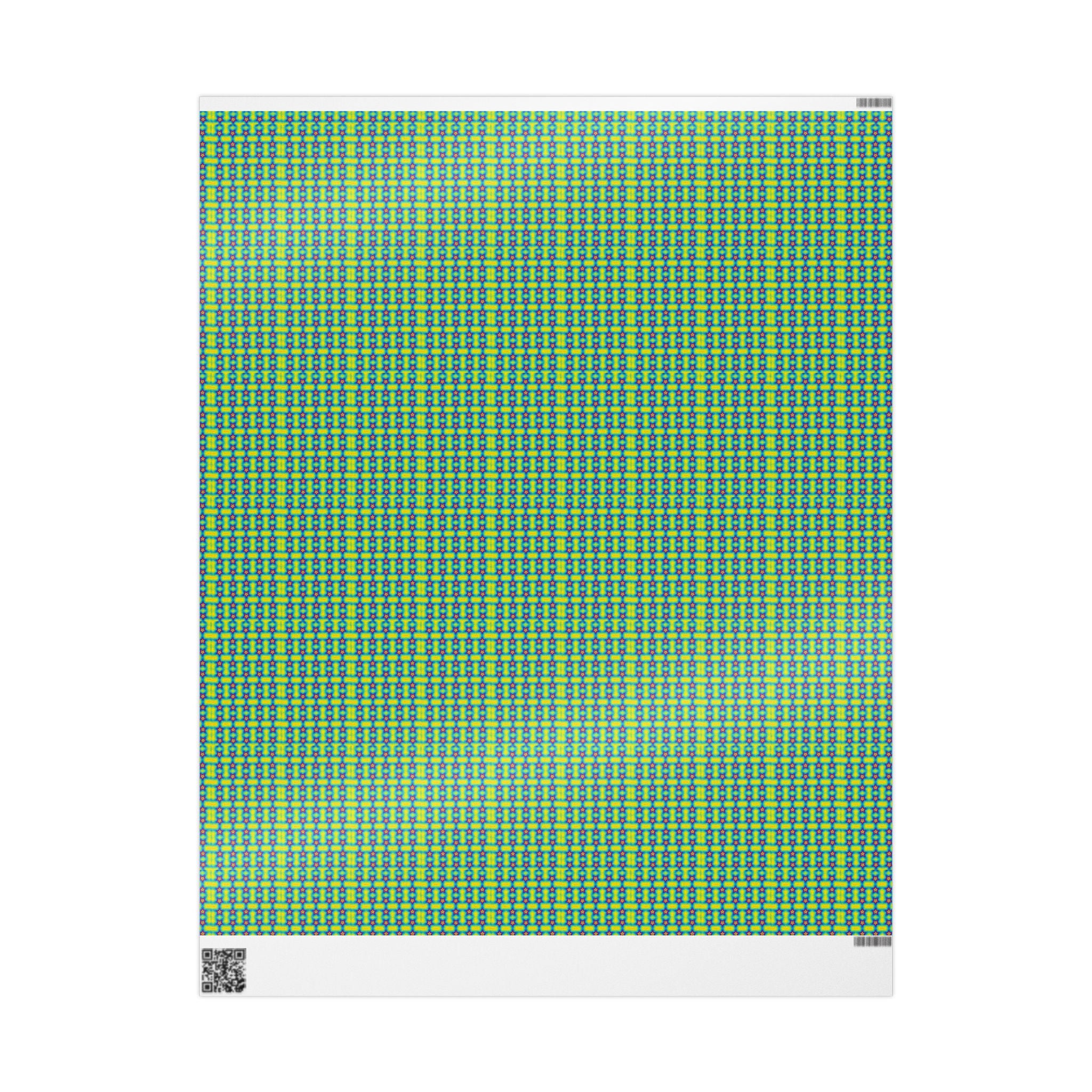 Retro 80s Neon Star Wrapping Paper — Bright Green & Blue, Quirky Gift Wrap