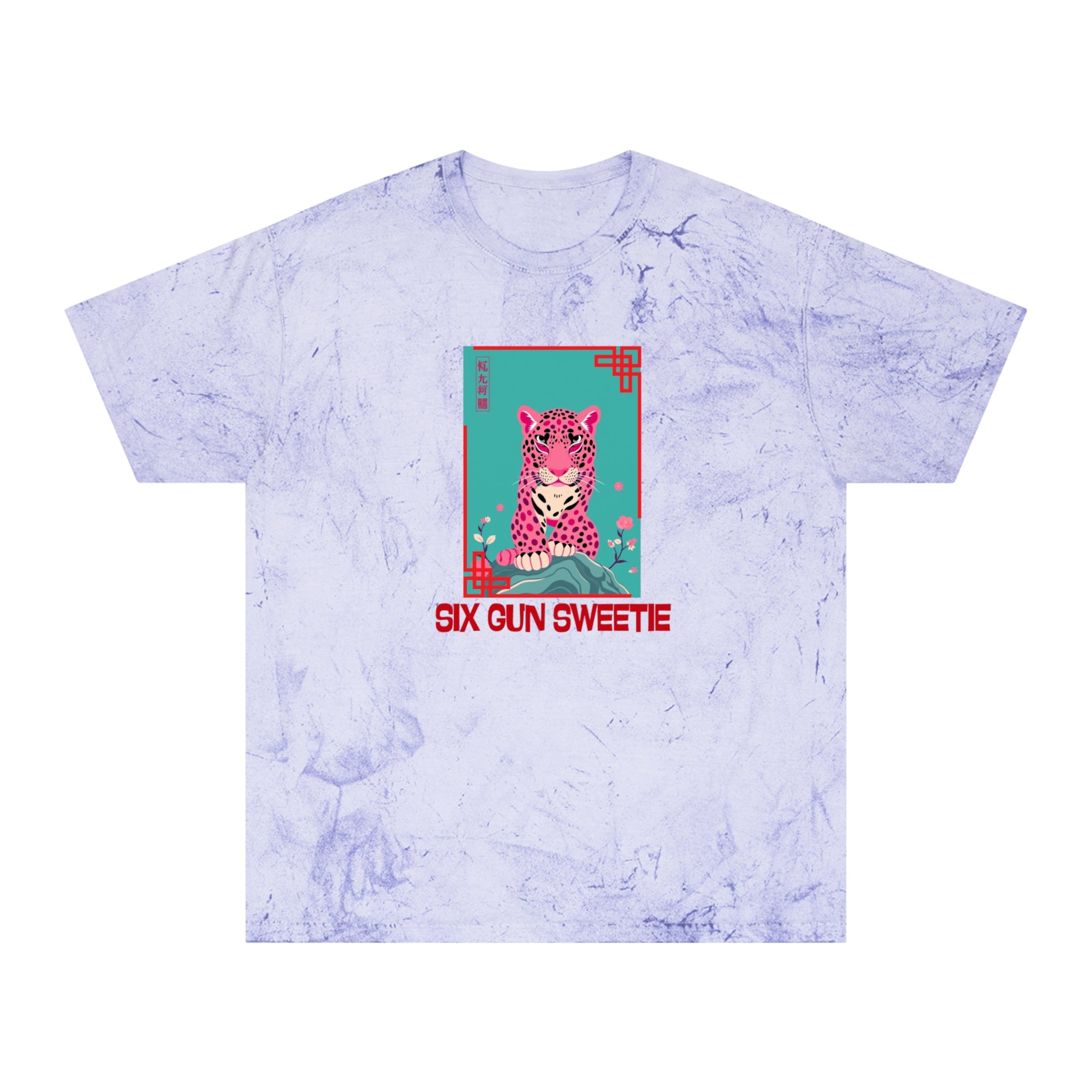Six Gun Sweetie Tie-Dye T-Shirt — Retro Pink Leopard Graphic Tee