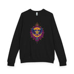 Raglan Crewneck Sweatshirt with Winged Star Rock and Roll Vintage Band Hippie Design