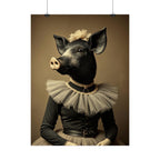 Whimsical Pig Portrait Rolled Poster, Unique Wall Art, Farmhouse Decor, Gift for Animal Lovers, Quirky Home Aesthetic