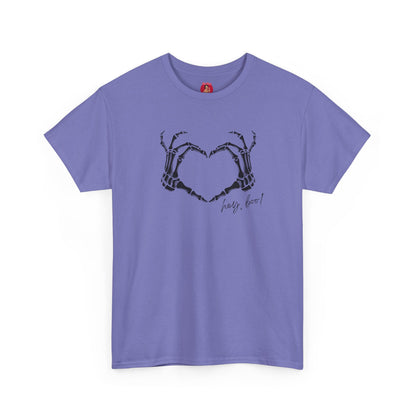 Skeleton Heart Hands Unisex Tee, Halloween Shirt, Gothic Clothing, Spooky Graphic Top, Hey Boo Halloween Costume